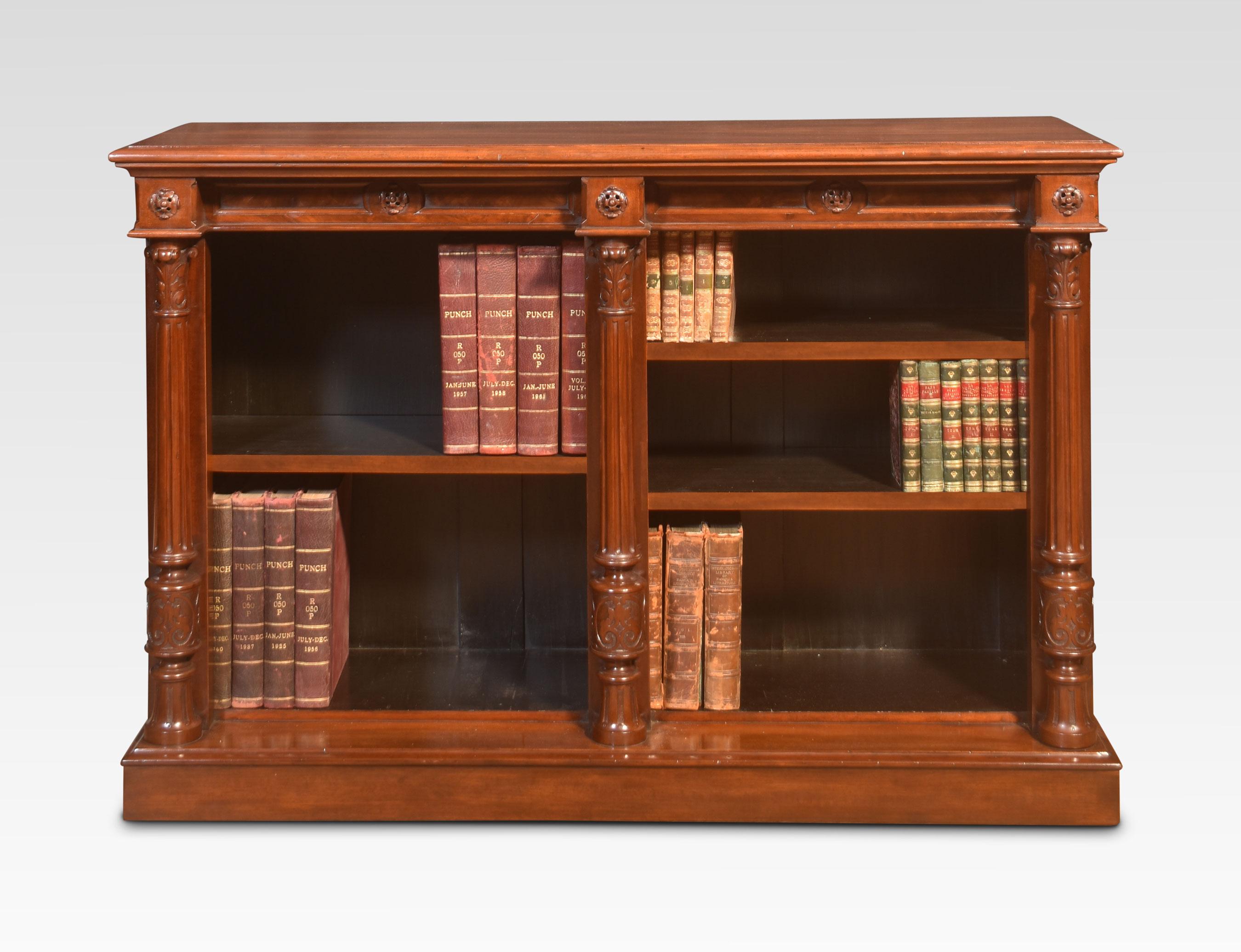Wood Mahogany open bookcase For Sale