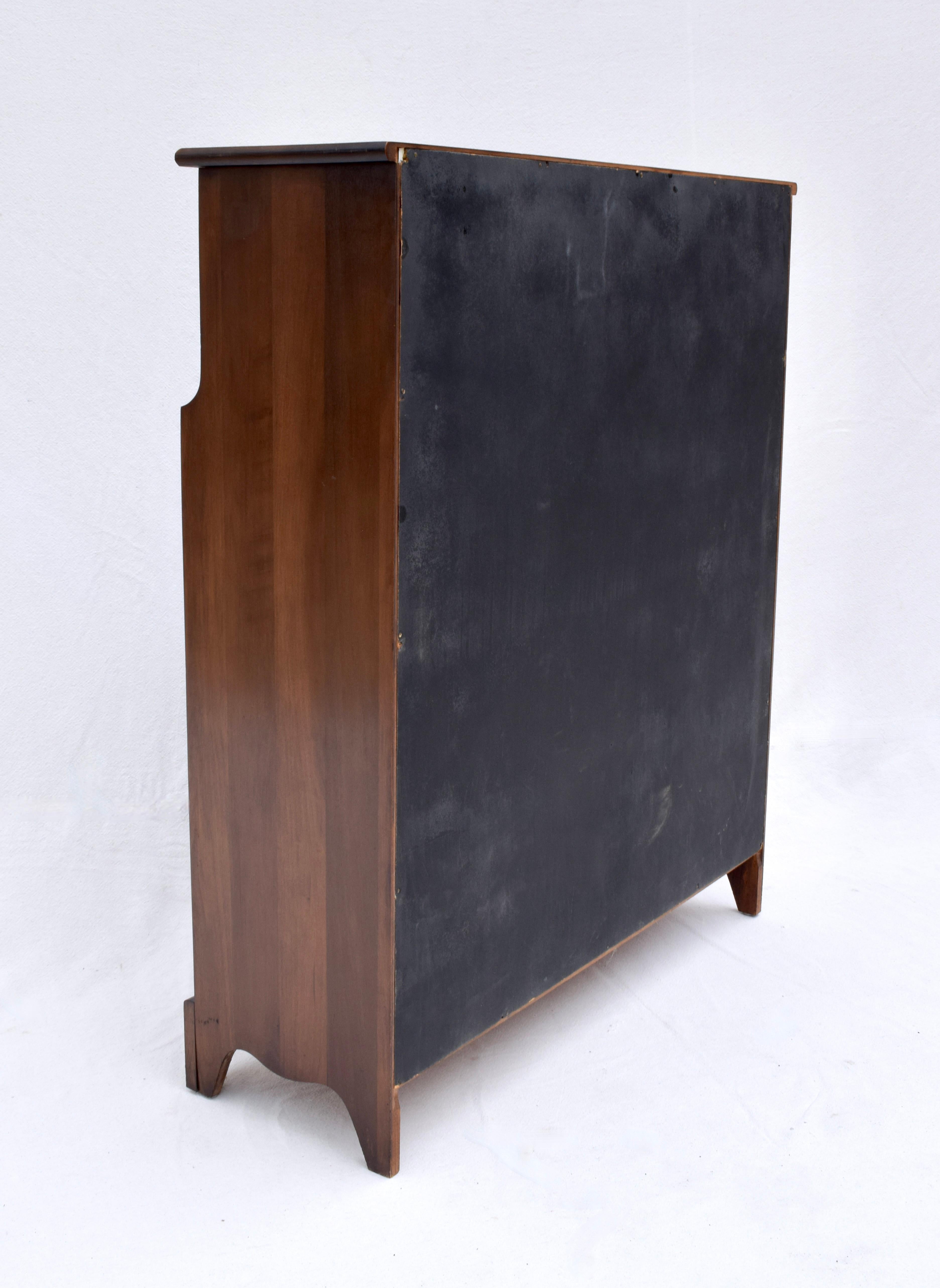 Mahogany Open Bookcase with Grasscloth Interior 1