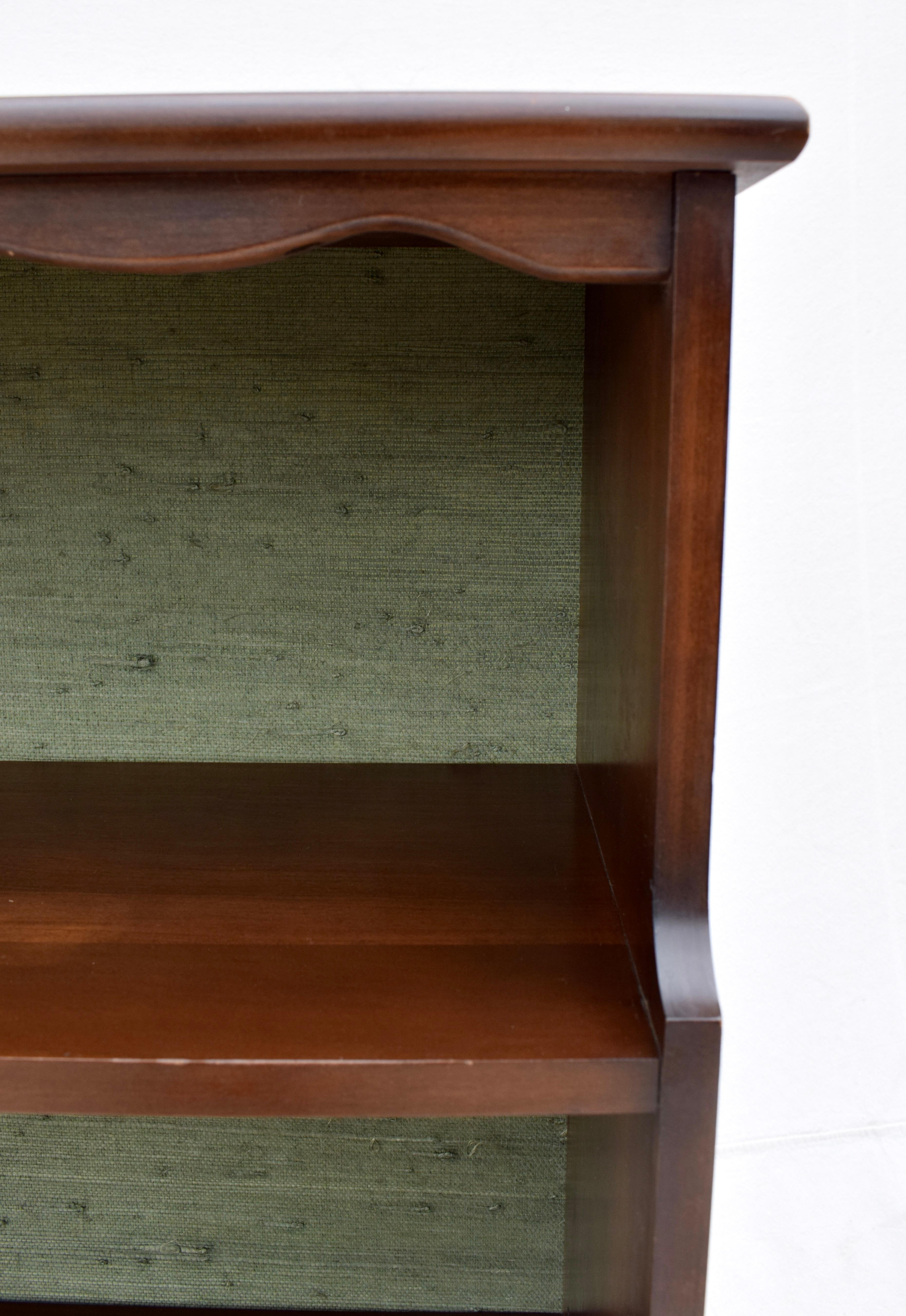 Mahogany Open Bookcase with Grasscloth Interior 3