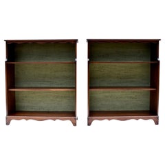 Mahogany Open Bookcase with Grasscloth Interior