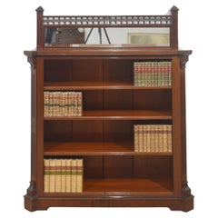 Bibliothèque ouverte en acajou avec fond en miroir