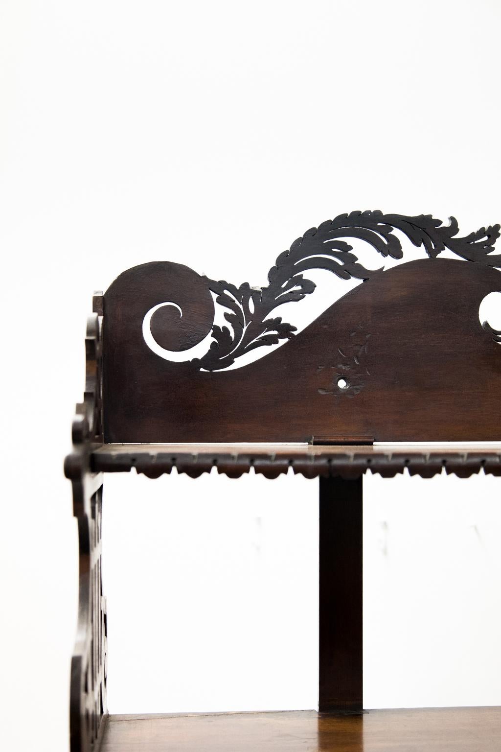 Late 19th Century Mahogany Open Fretwork Three-Tiered Shelf For Sale