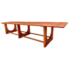 Mahogany Outdoor Coffee Table with Sculpted Base