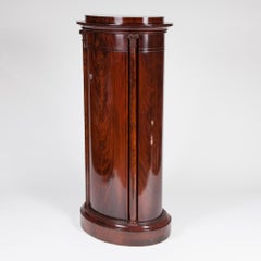 Mahogany Oval Pedestal Cabinet, with Carved Corinthian Columns