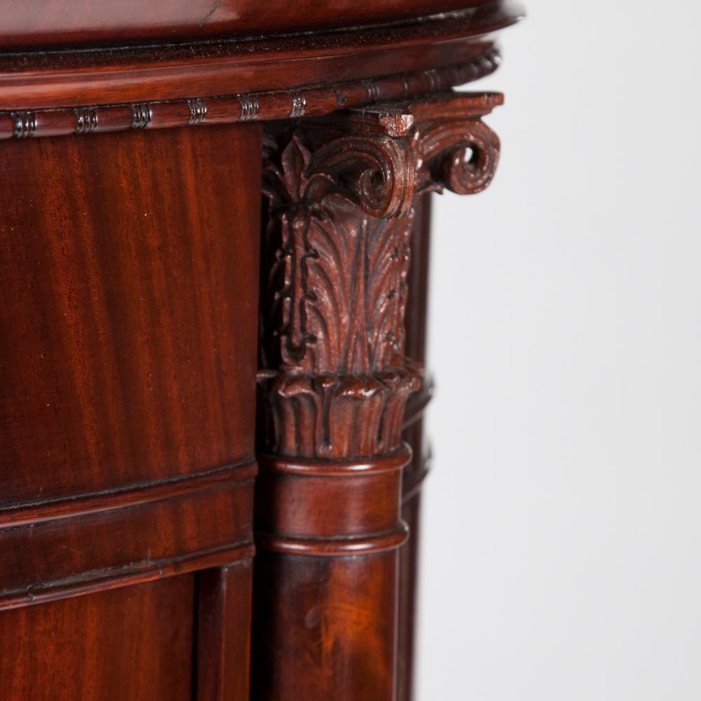 Mahogany Oval Pedestal Cabinet, with Carved Corinthian Columns For Sale 3