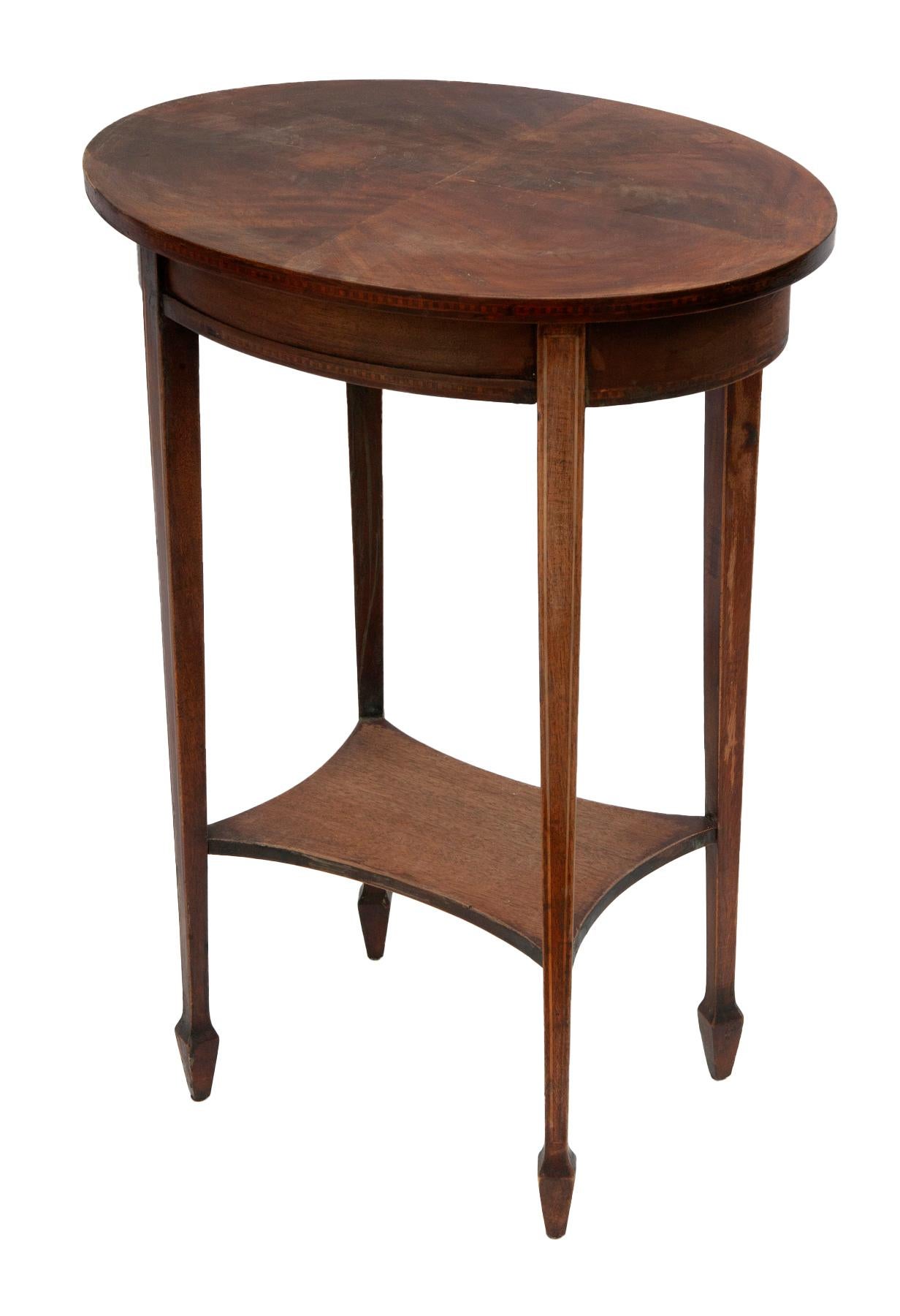 Mahogany Oval Side Tables; a pair For Sale 3