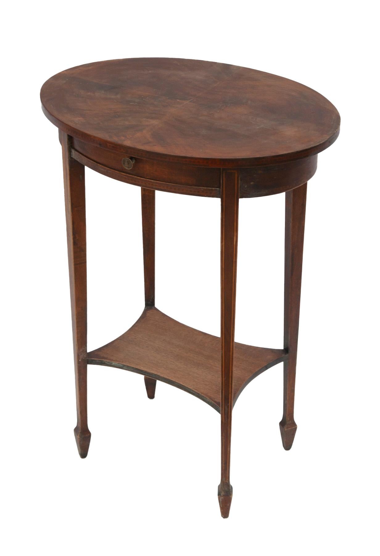 American Mahogany Oval Side Tables; a pair For Sale