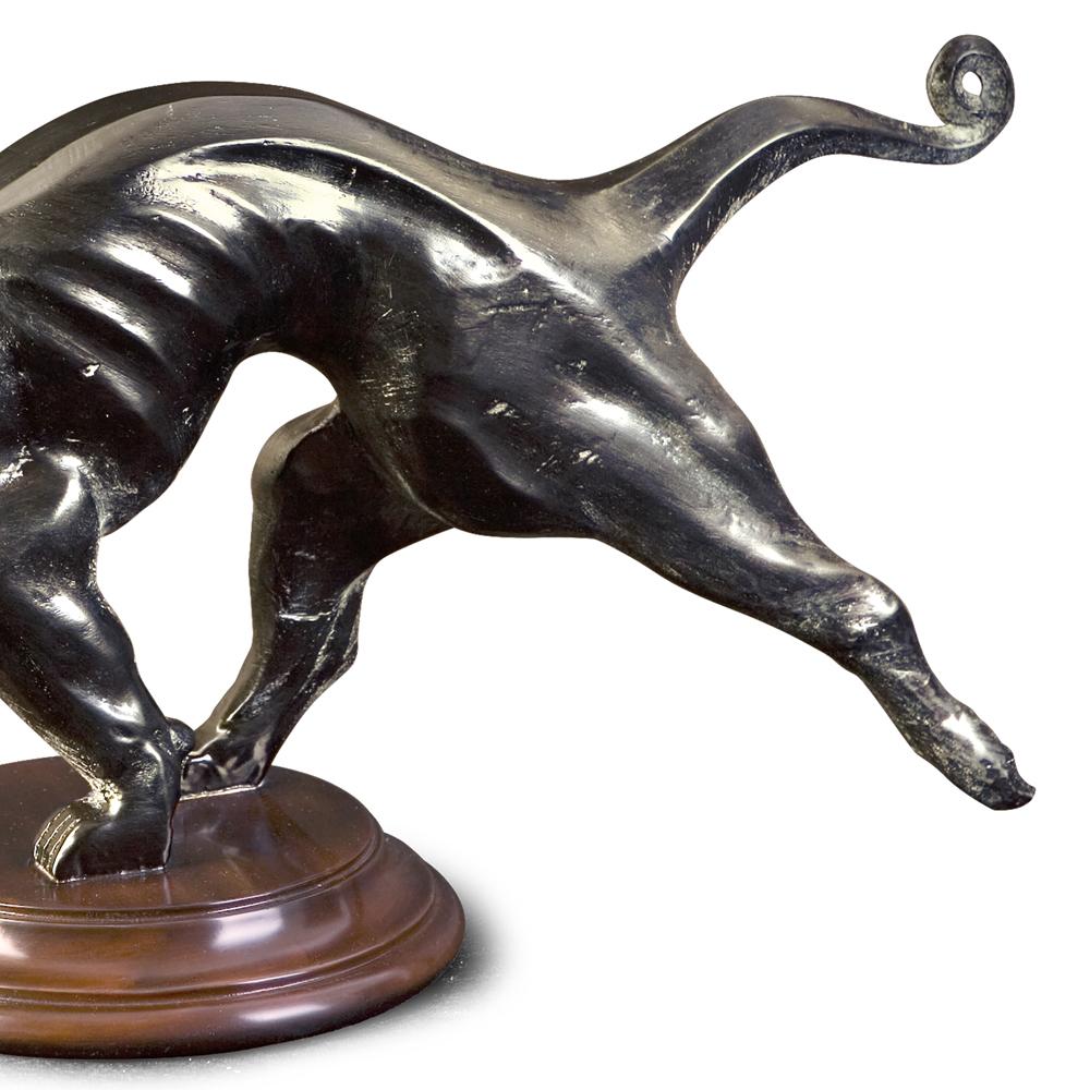 Hand-Carved Mahogany Panther Sculpture 