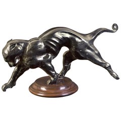 Mahogany Panther Sculpture 
