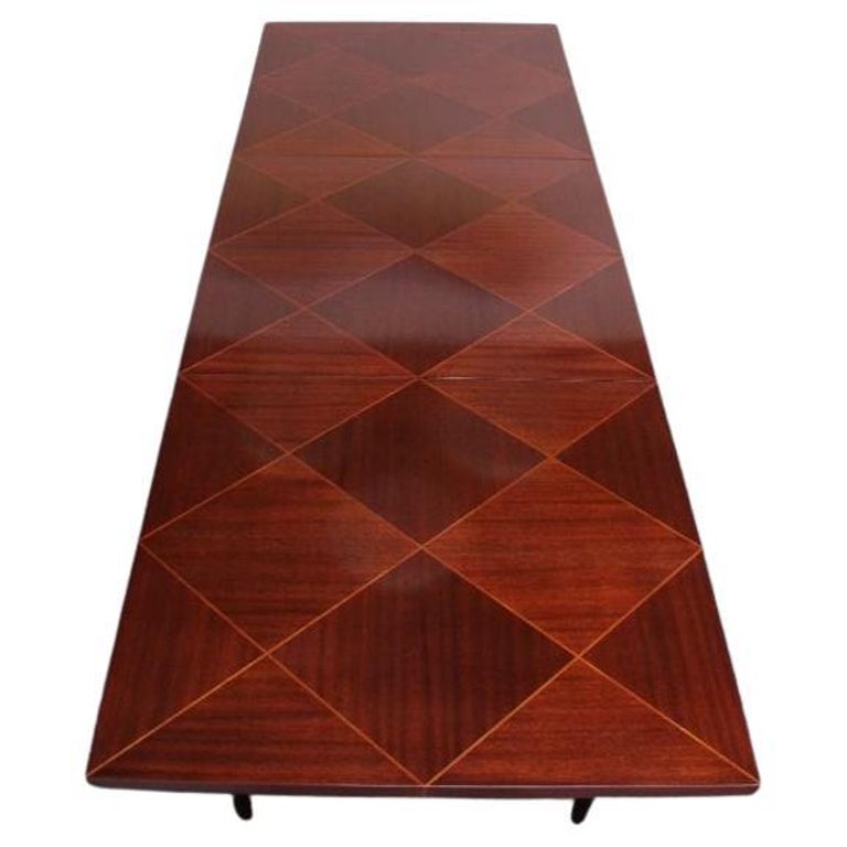 Mahogany Parquetry Dining Table by Tommi Parzinger for Charak For Sale