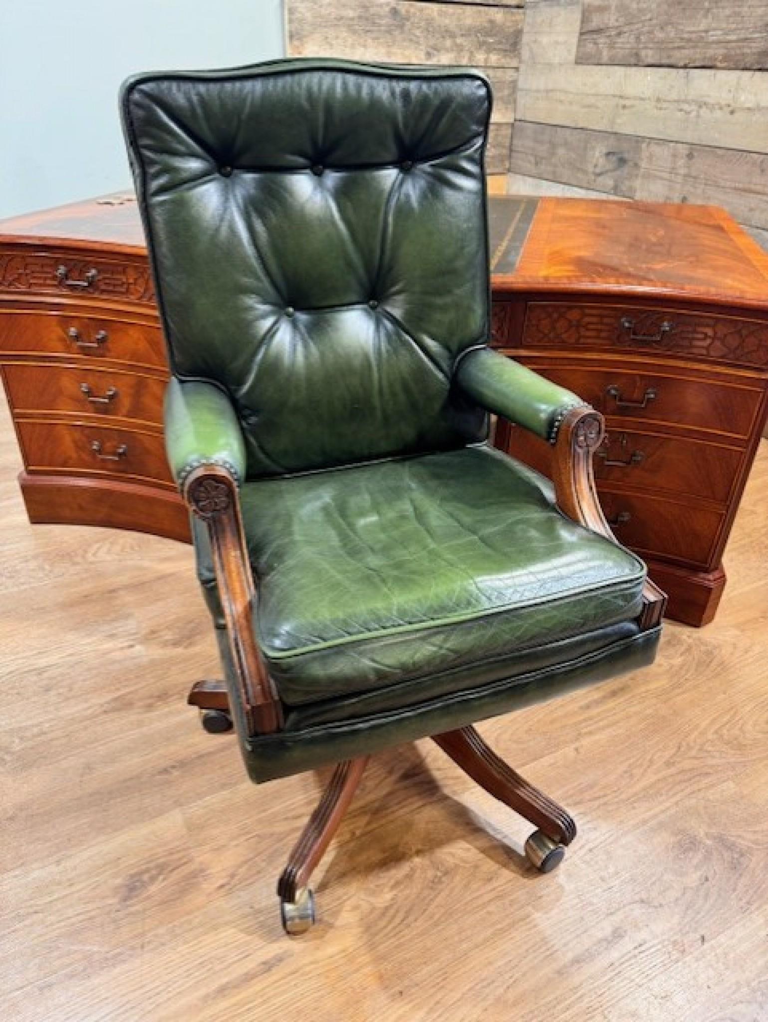 Mahogany Partners Desk and Chair Set Serpentine Library Table by Wade 6