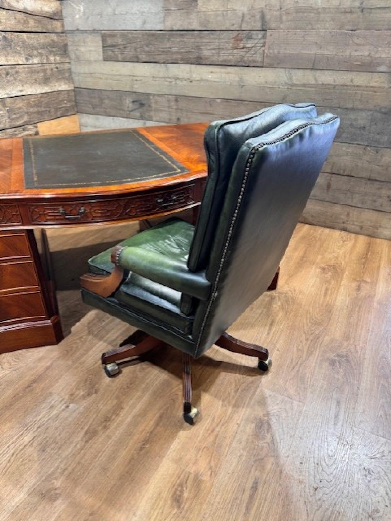 Mahogany Partners Desk and Chair Set Serpentine Library Table by Wade 7