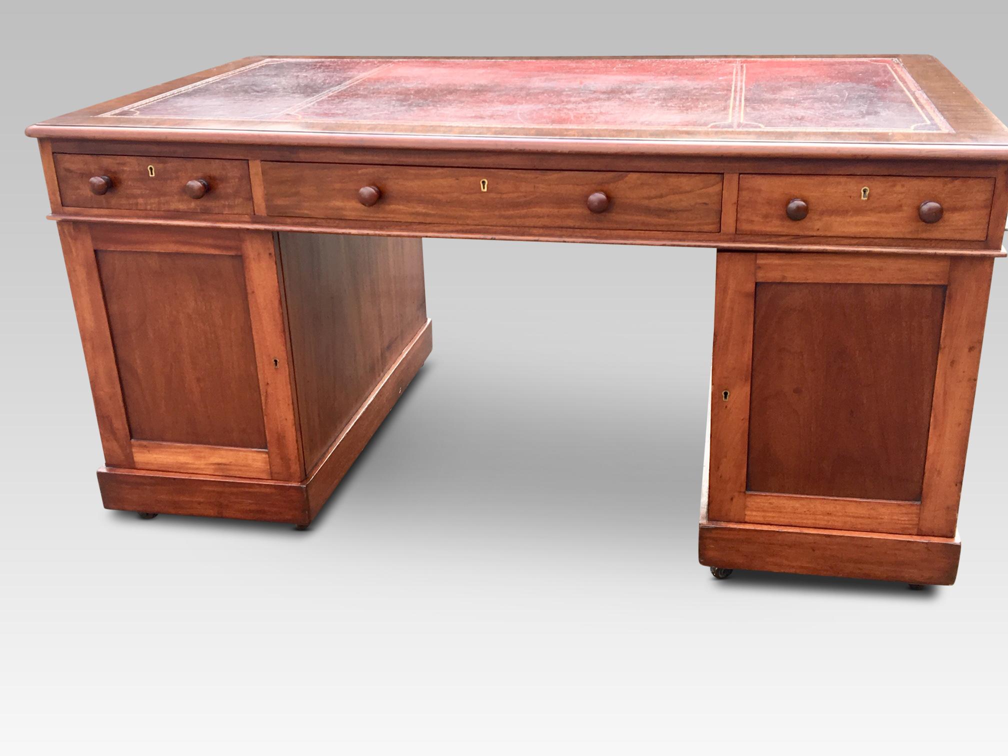  Partners Desk, Mahogany  English, circa 1860 In Good Condition In Honiton, Devon