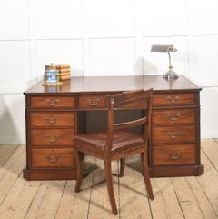 Mahogany Partner’s Pedestal Desk with Tooled Leather Top