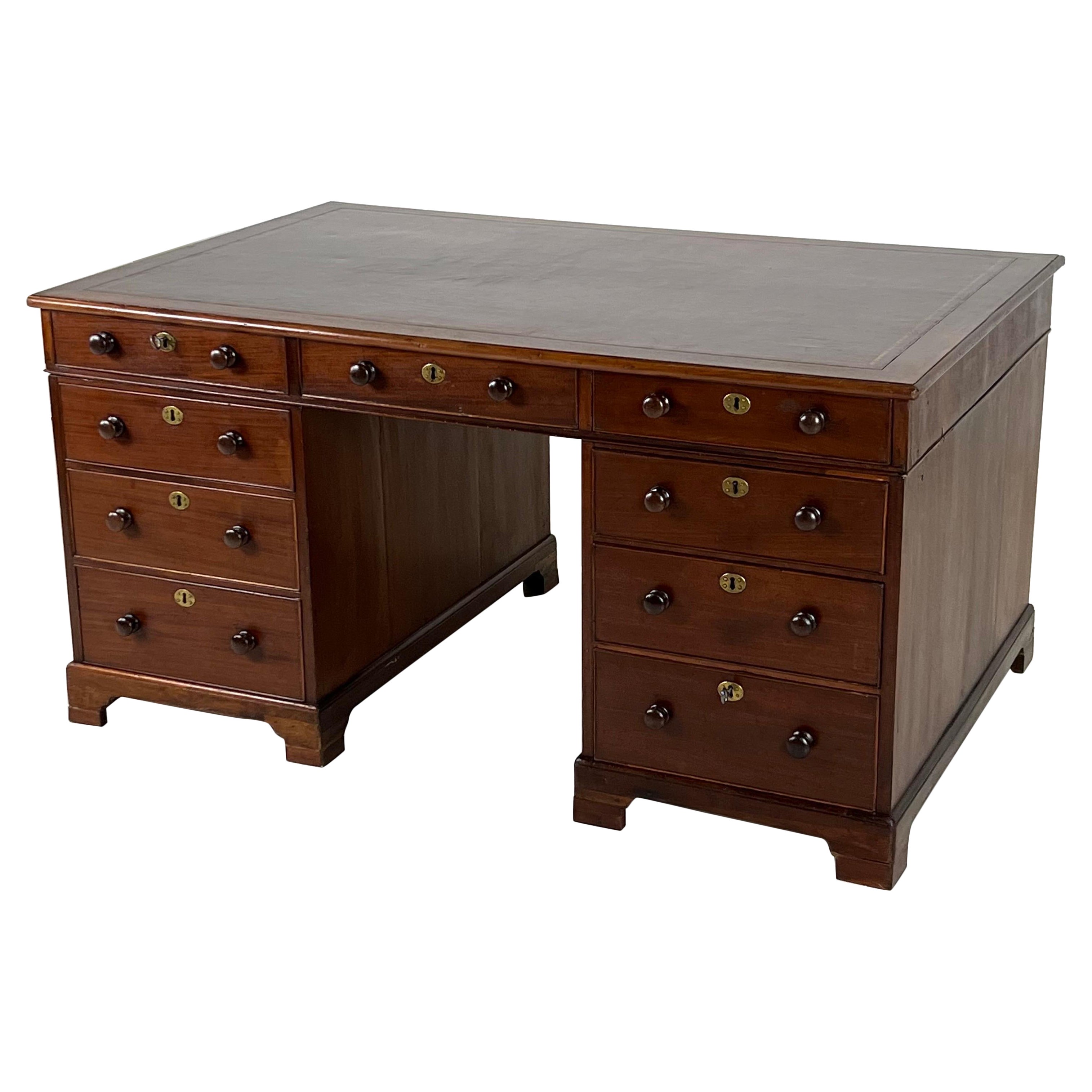 Partnersdesk aus Mahagoni, Englisch, 19. Jahrhundert im Angebot