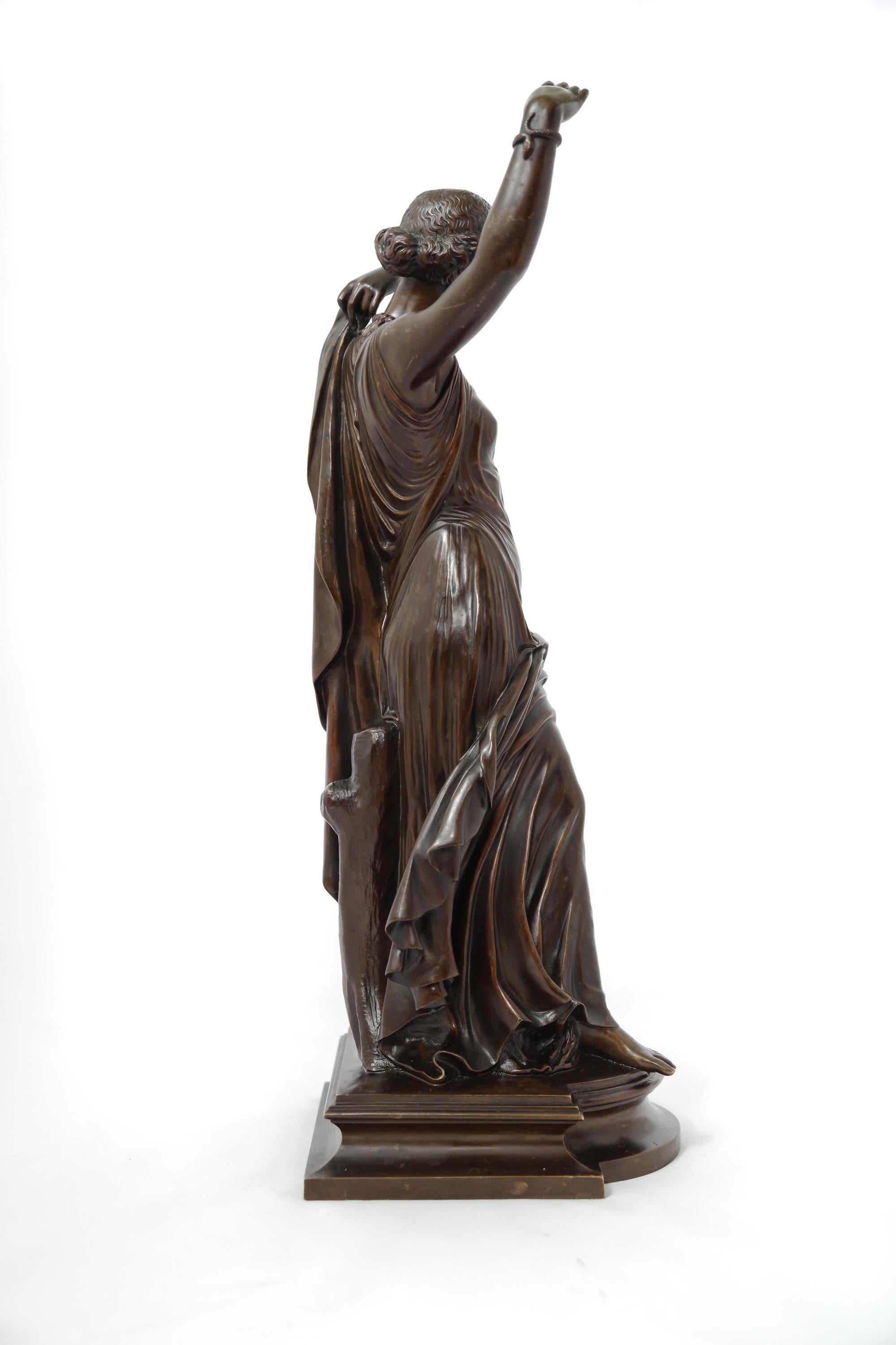 A mahogany/dark-chocolate-patinated bronze from one of the finest foundries of 19th-century, Siot-Decauville. The sculptor James Pradier (1790-1852), who commenced his career with works in the Neoclassical style, but then transitioned to more