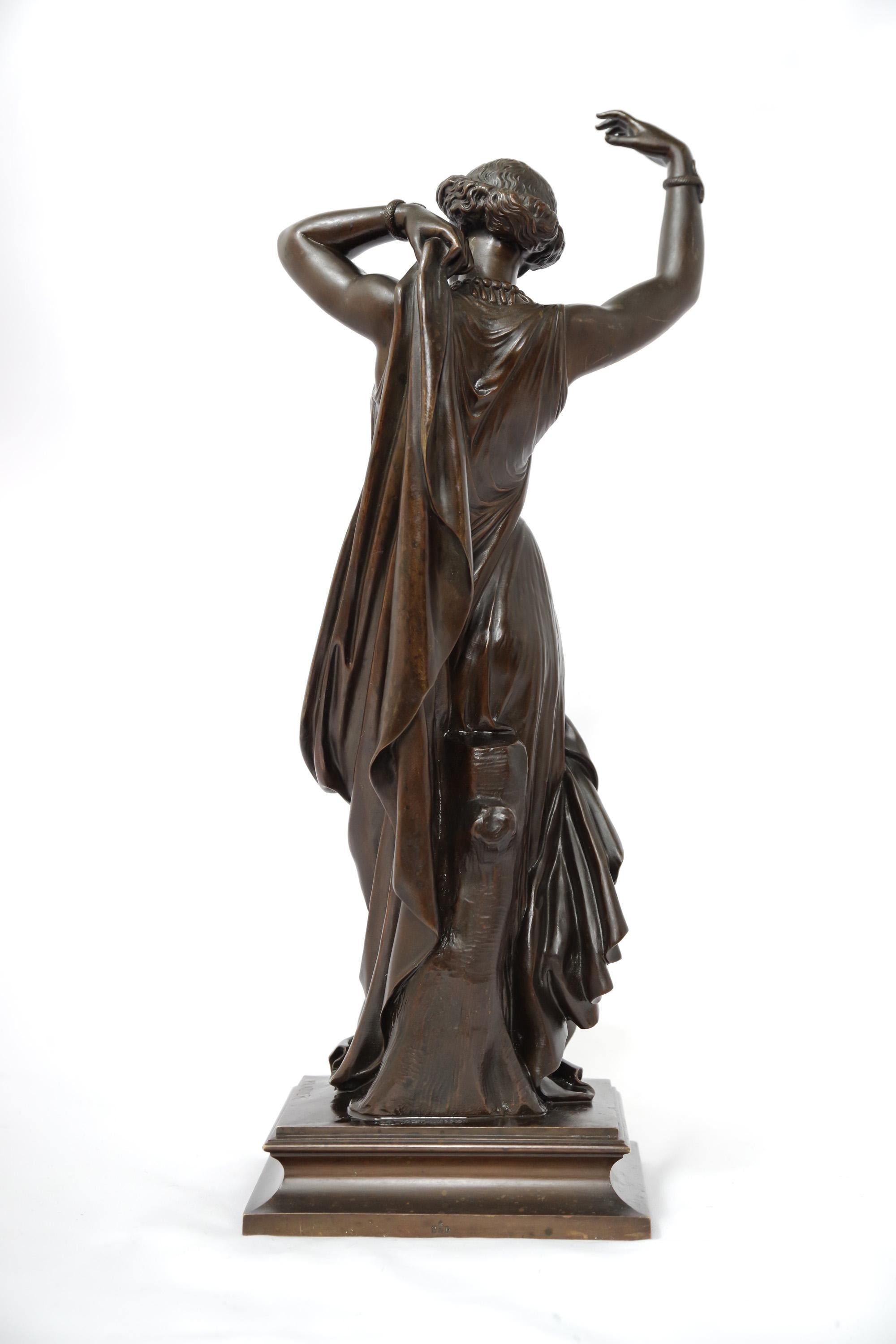 French Mahogany Patinated Odalisque Bronze Sculpture by Pradier For Sale