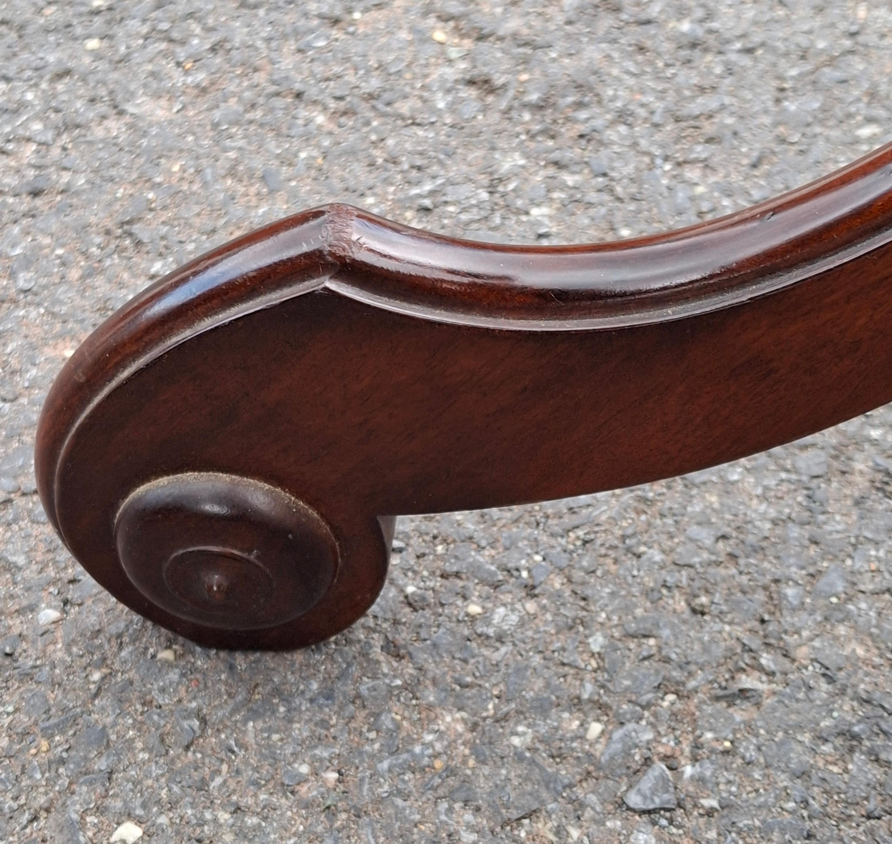 20th Century Mahogany Pedestal Scrolled Tripod Floor Candle Stand Pedestal For Sale
