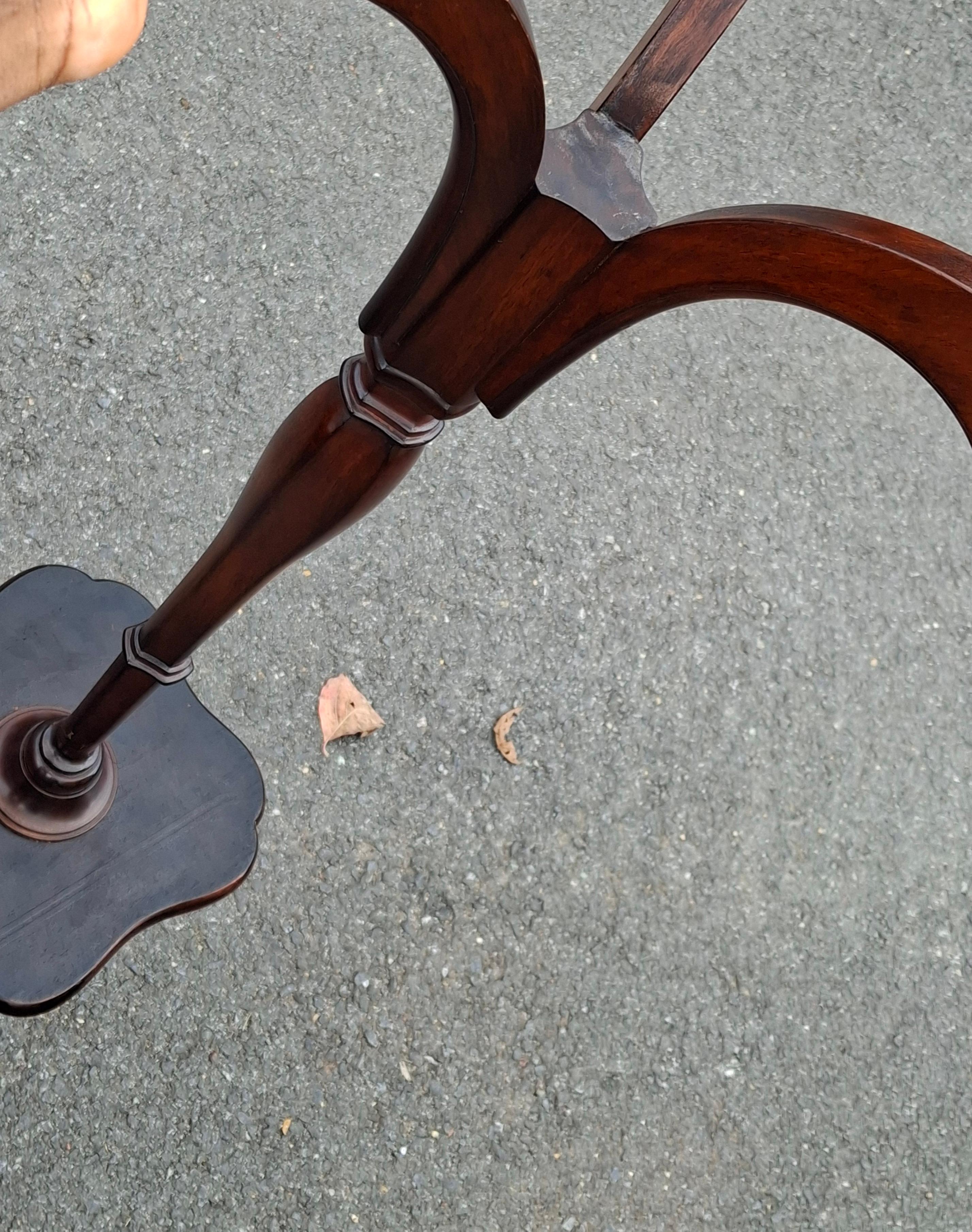 Mahogany Pedestal Scrolled Tripod Floor Candle Stand Pedestal For Sale 2
