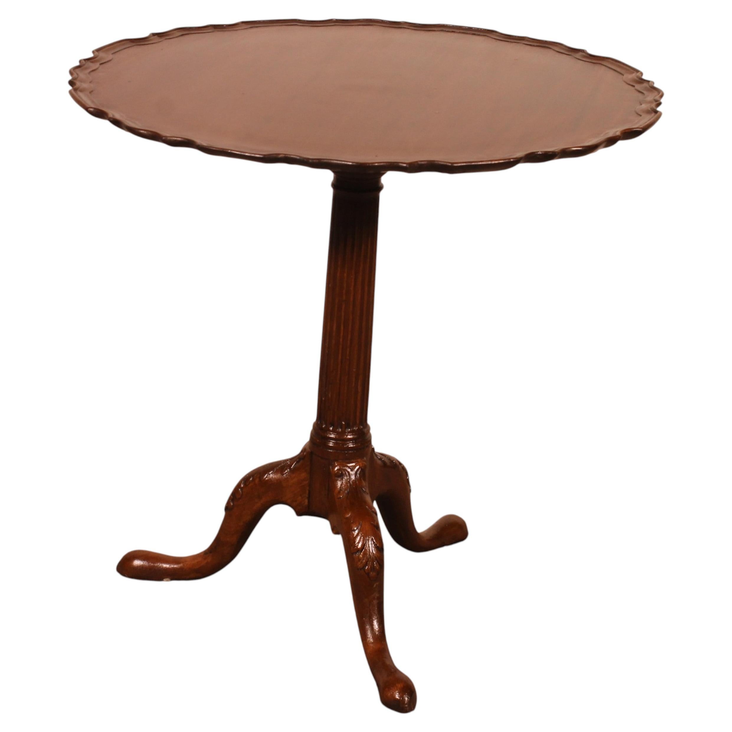 Mahogany Pedestal Table With Carved Top - 19th Century
