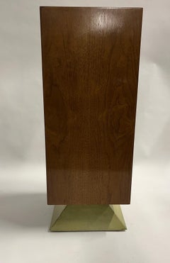 Mahogany Pedestal with Green Lacquered Foot, Vintage, 1940s