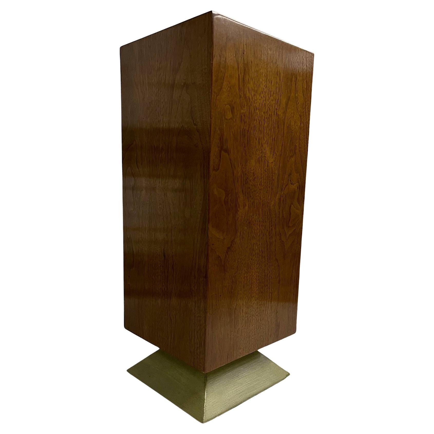 Mahogany Pedestal with Green Lacquered Foot, Vintage, 1940s For Sale