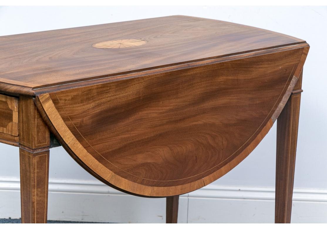 Mahogany Pembroke Table With Inlaid Shell Medallion - Restoration Project For Sale 8