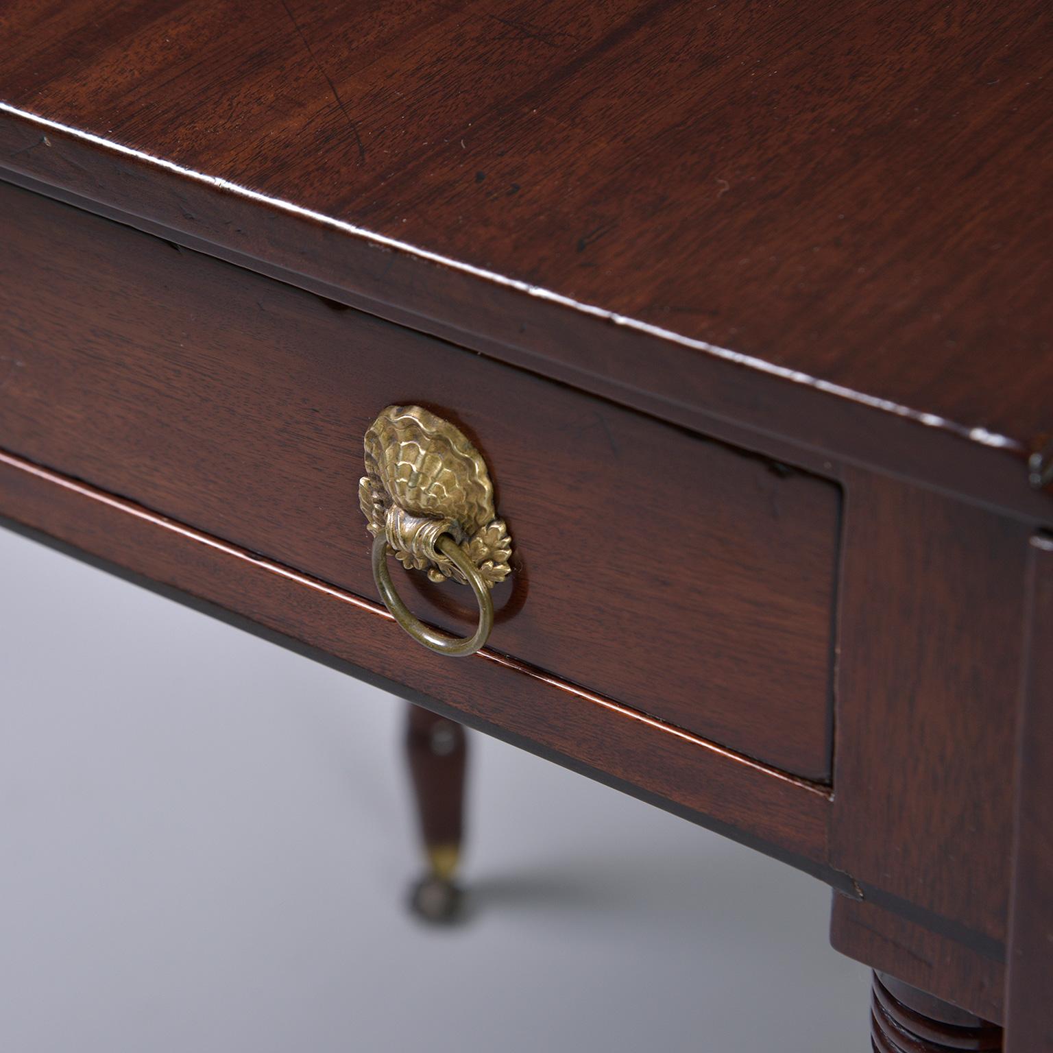 Mahogany Pembroke Table with Original Brass Casters 7