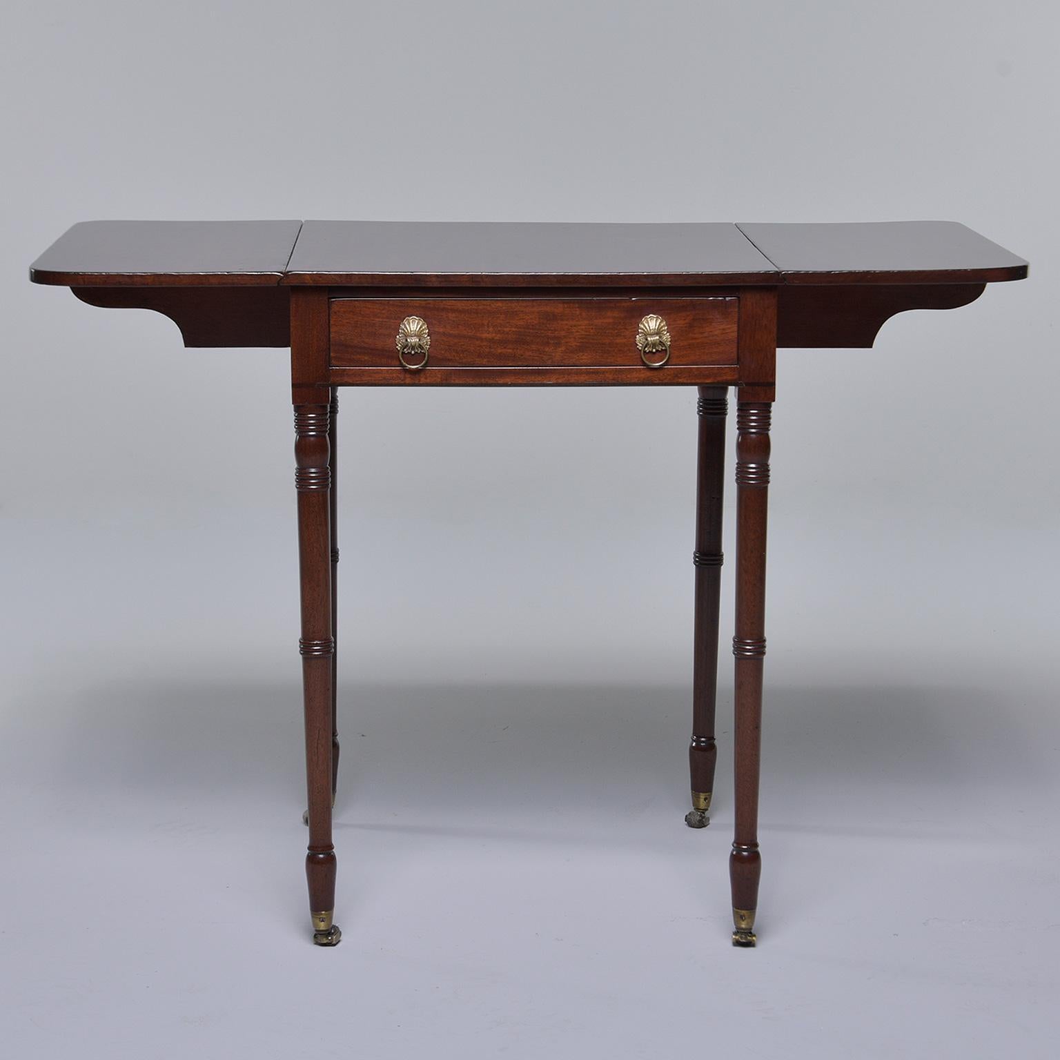 English Mahogany Pembroke Table with Original Brass Casters