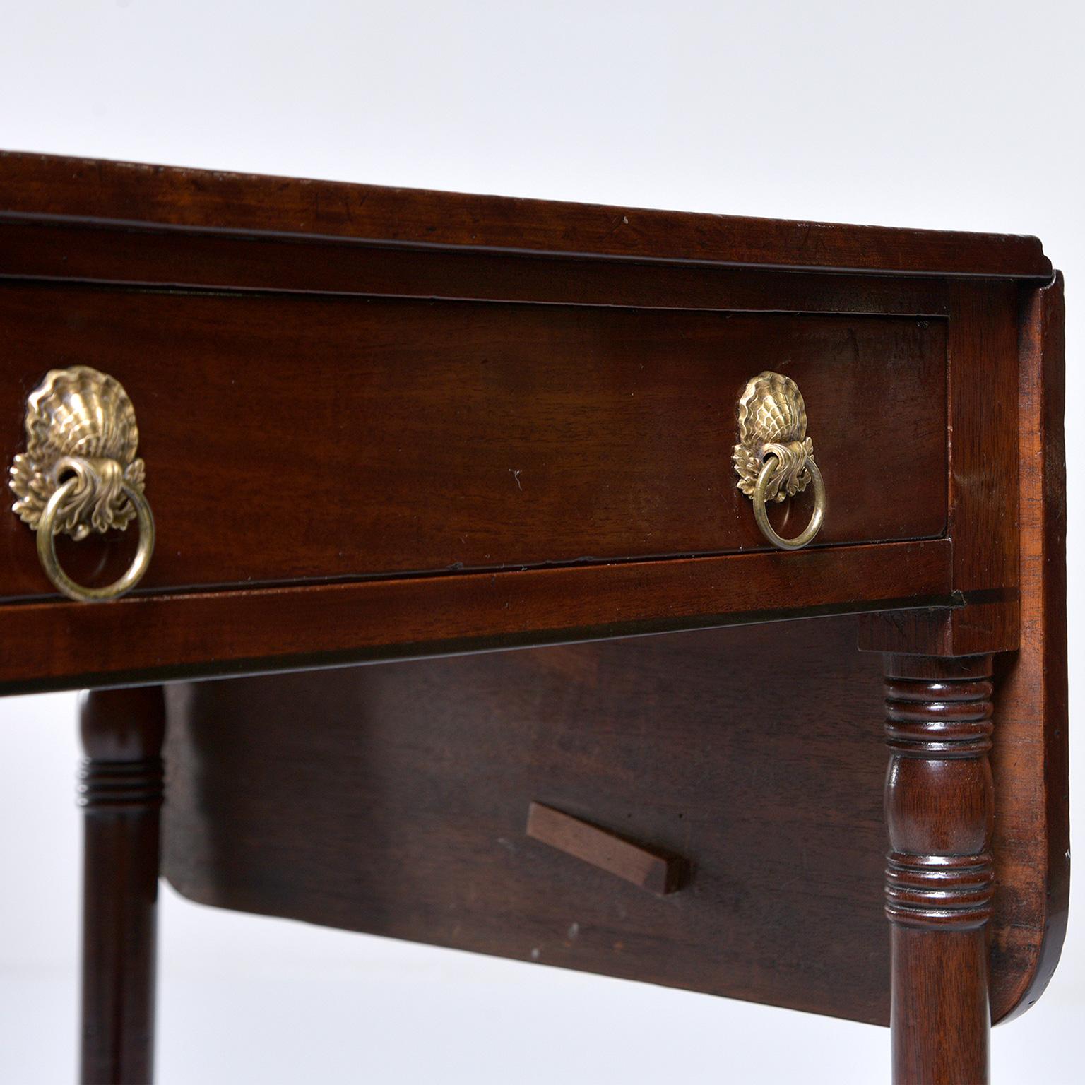 Mahogany Pembroke Table with Original Brass Casters 2