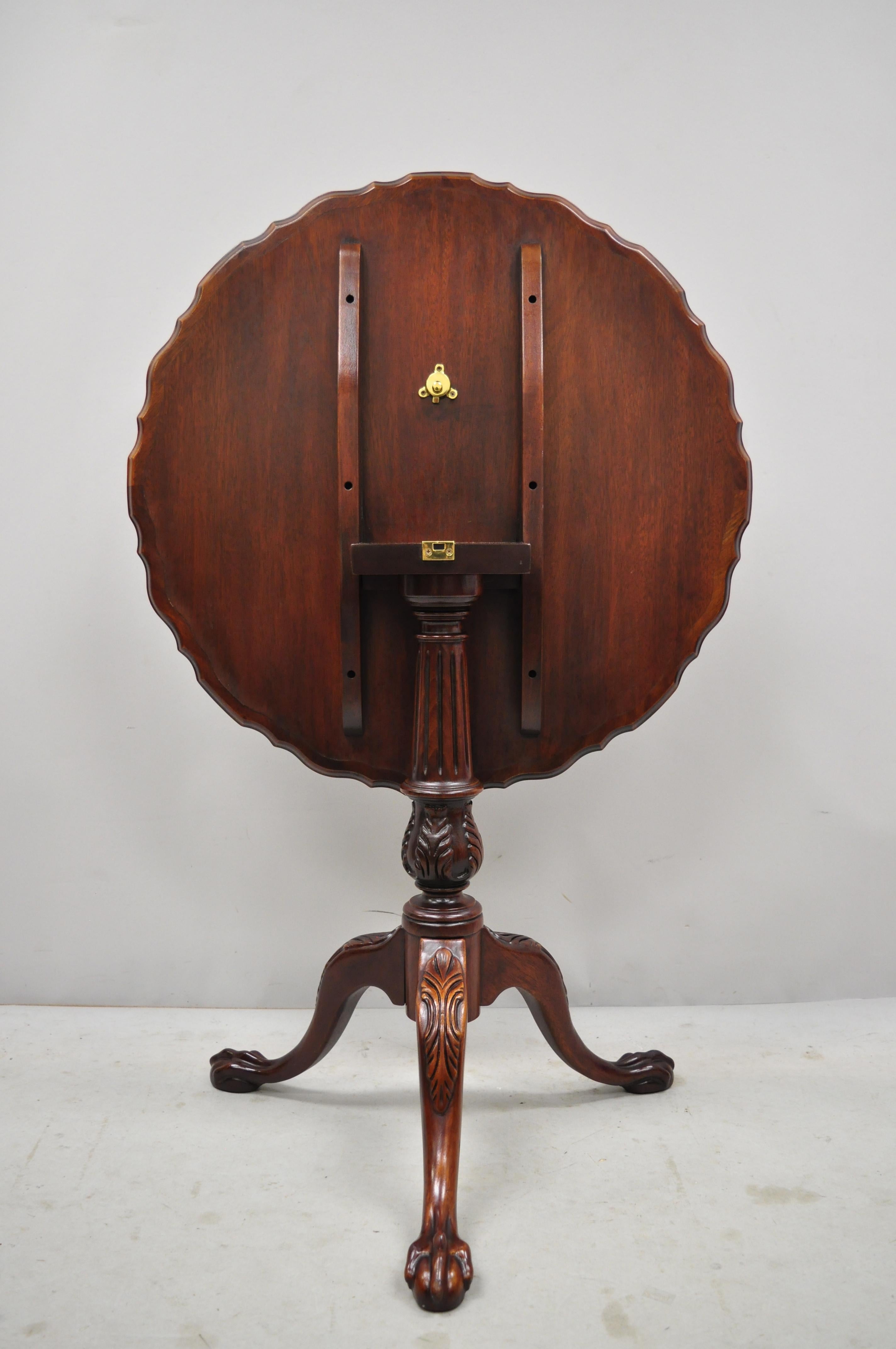 20th Century Mahogany Pie Crust Ball and Claw Georgian Chippendale Style Tilt Top Tea Table