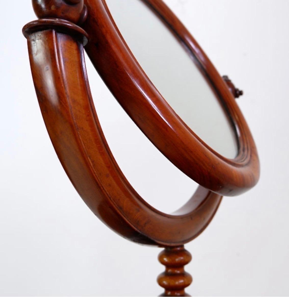 Mahogany Psyche barber mirror - Turned Wood For Sale 4