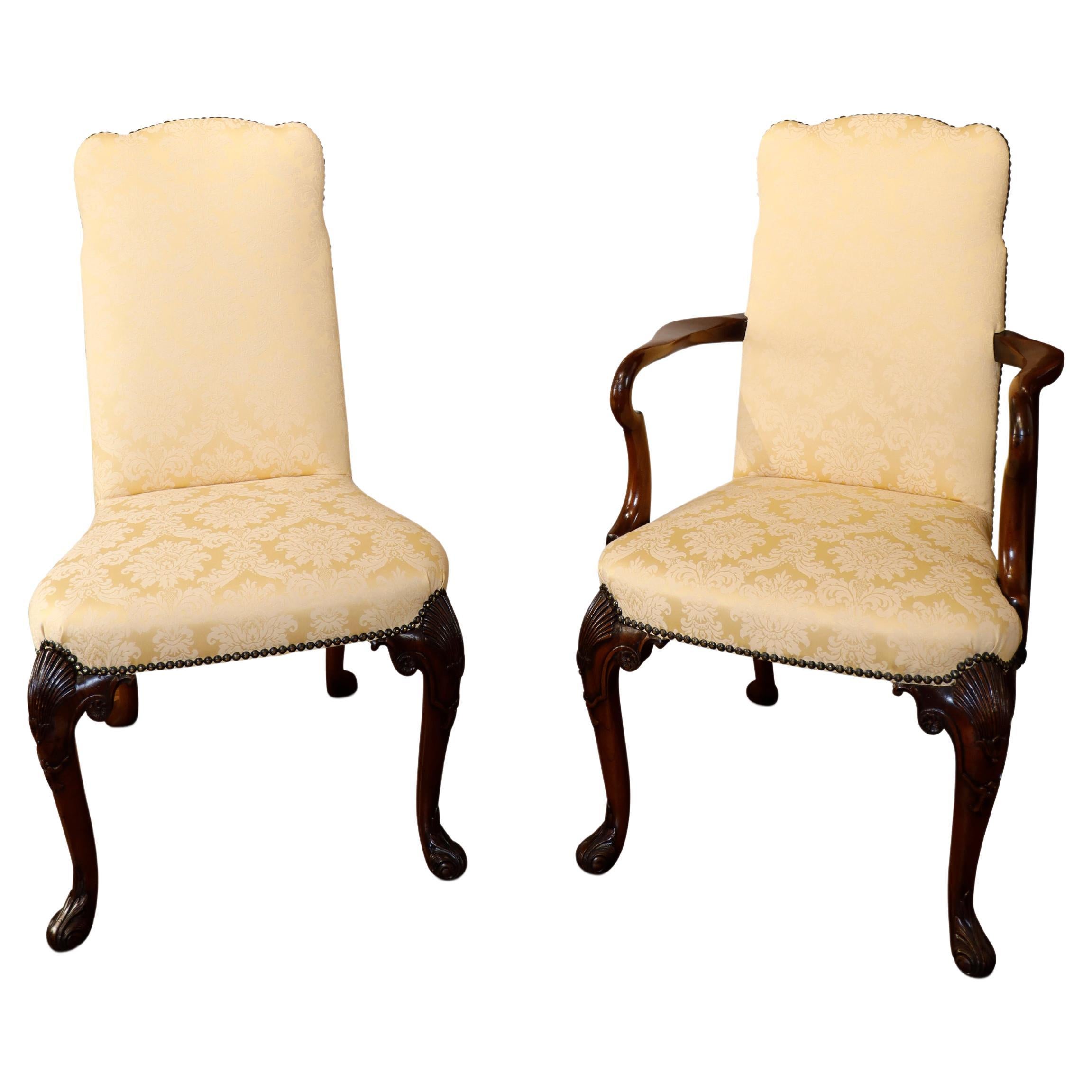 Mahogany Queen Anne Style Dining Chairs For Sale