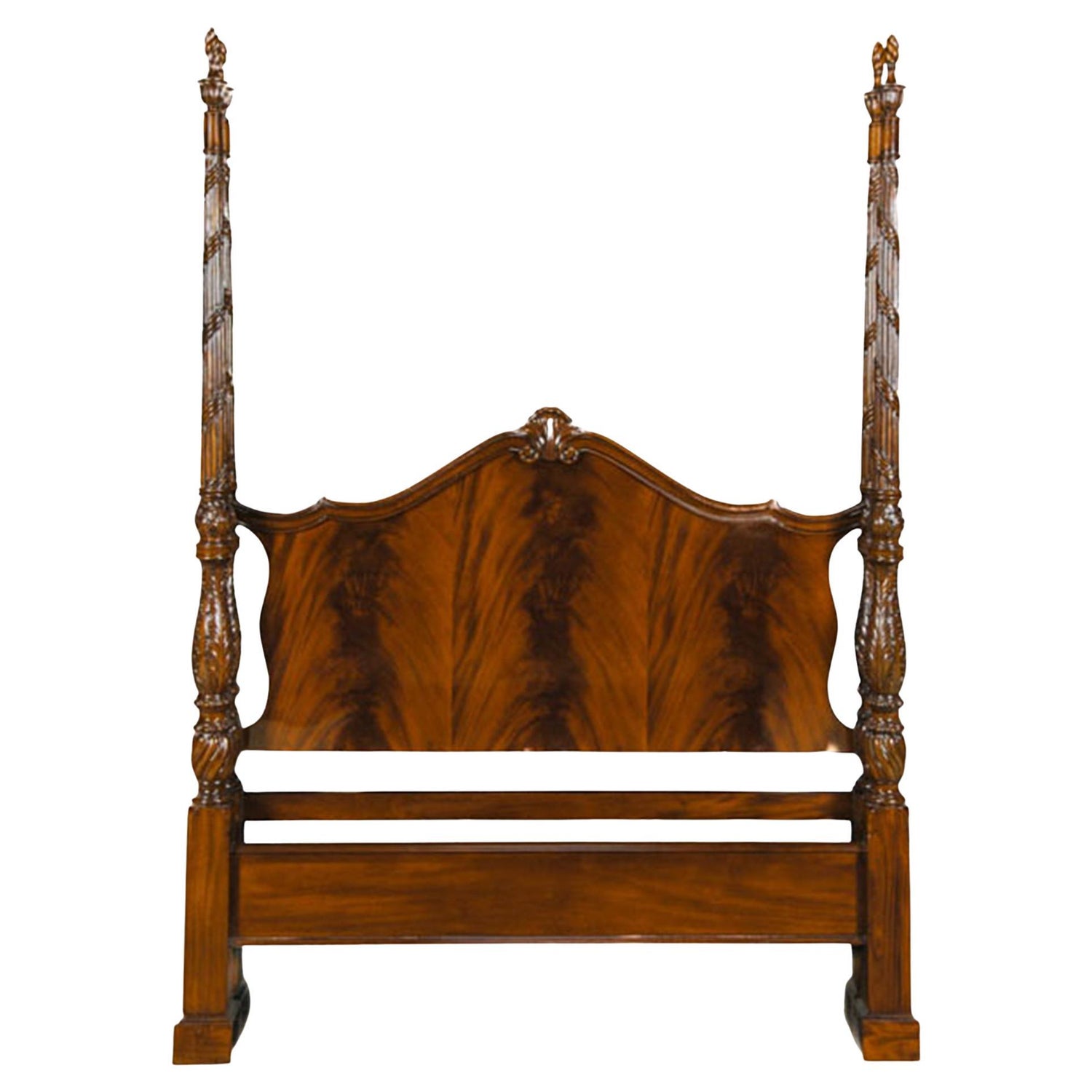 Carved Mahogany Queen Four-Post Bed For Sale at 1stDibs | mahogany queen  bed frame, mahoganyqen, mahoganygen