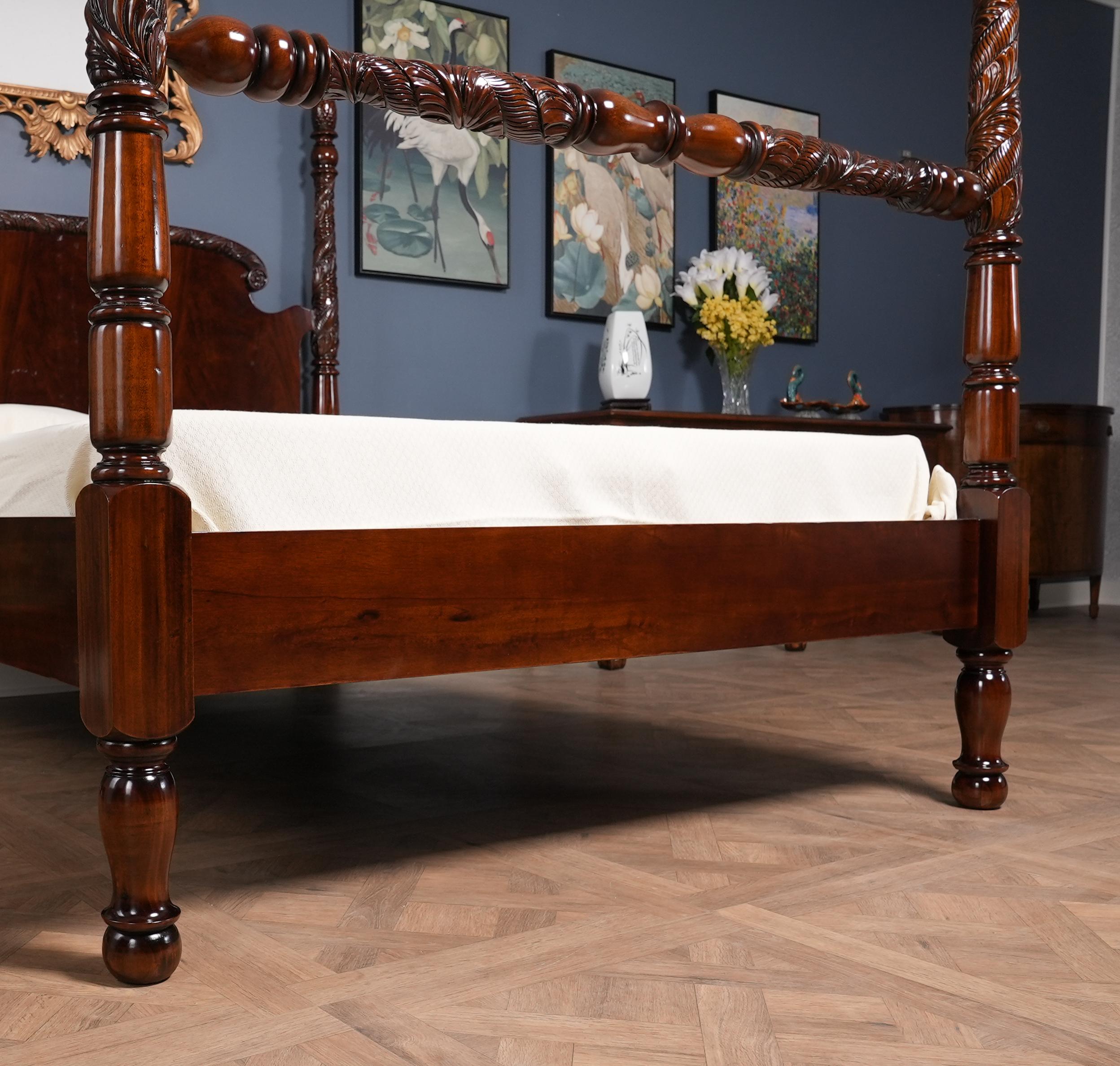 Mahogany Queen Size Poster Bed For Sale 11