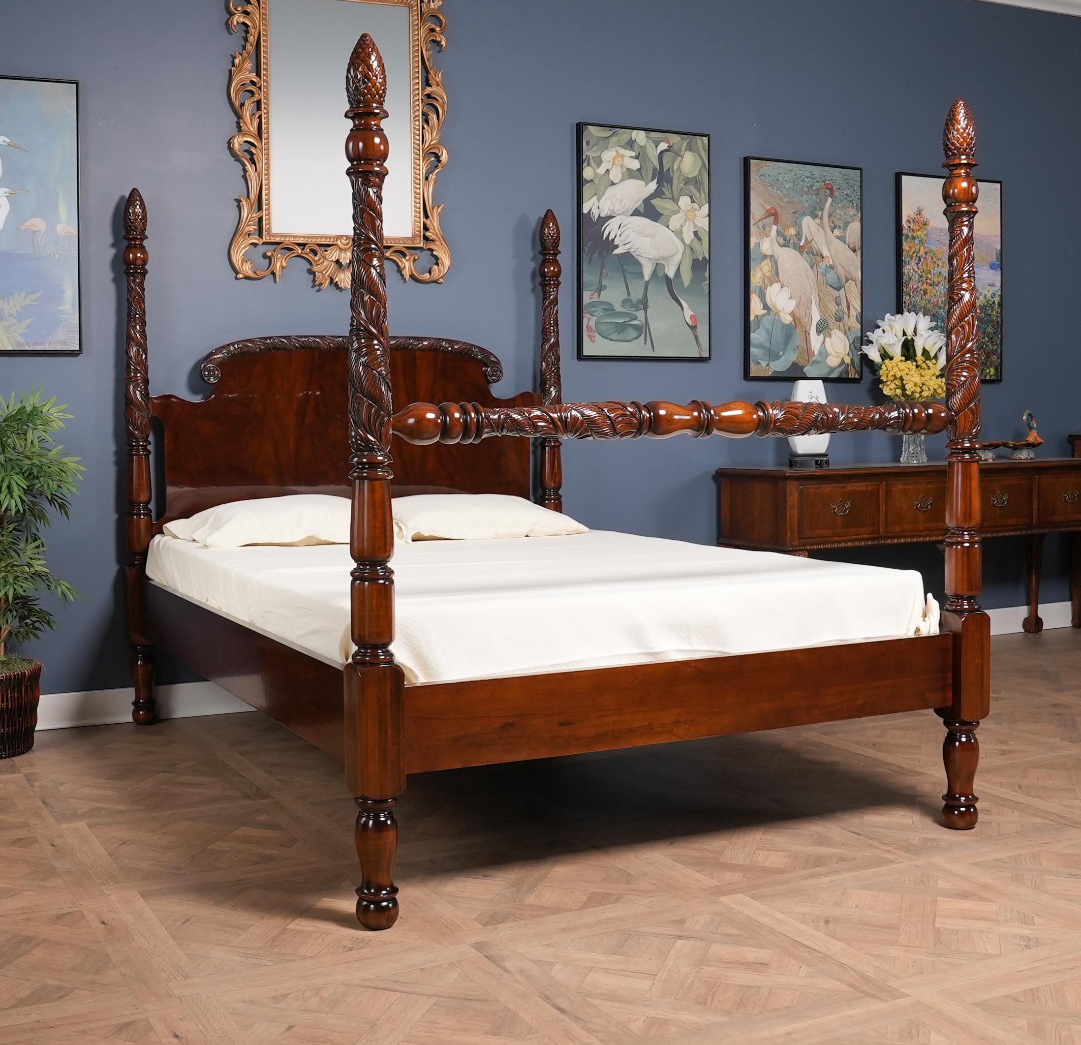 Mahogany Queen Size Poster Bed For Sale 2