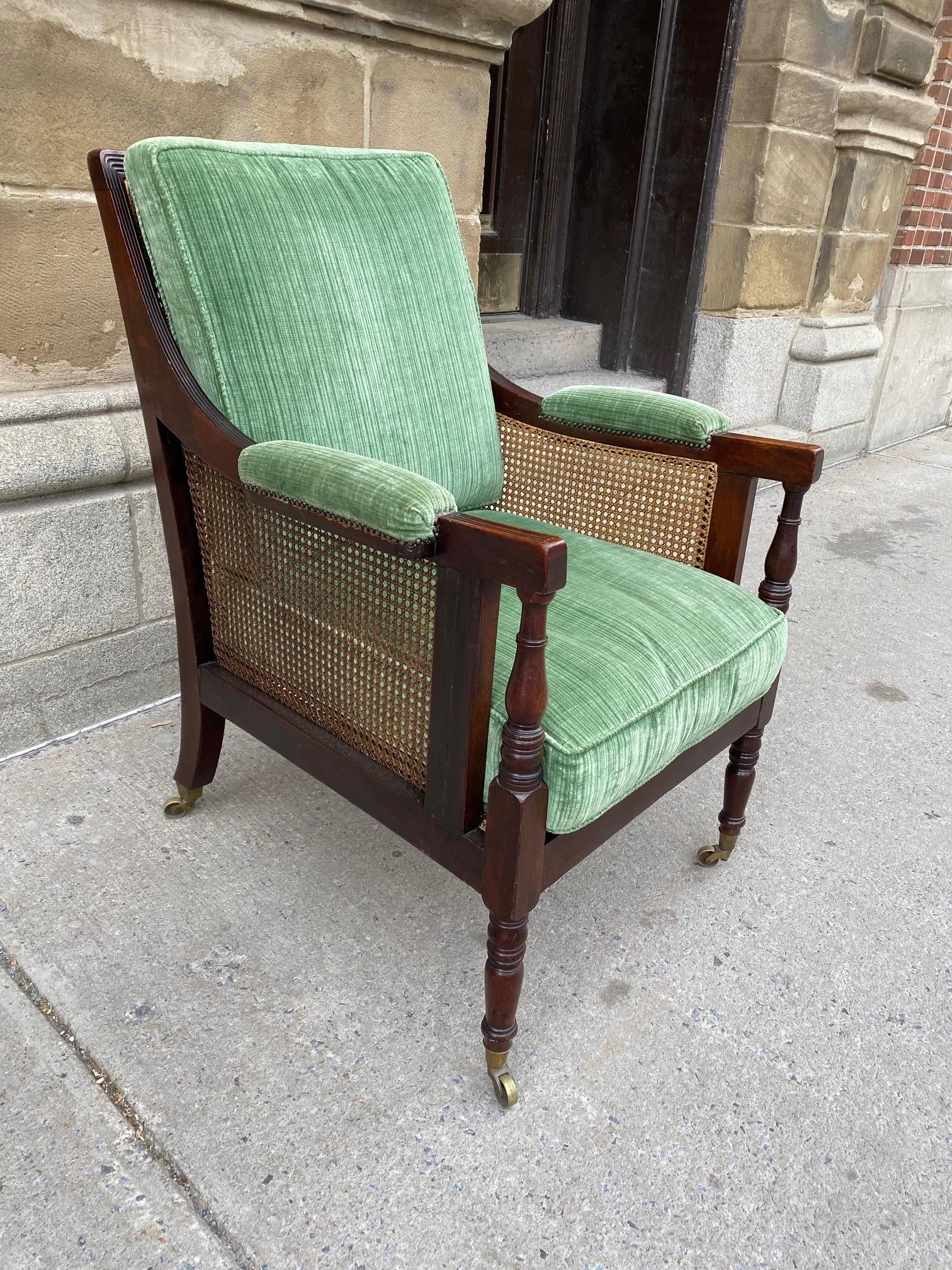 Mahogany Regency Period Large Caned Library Chair Stamped number 