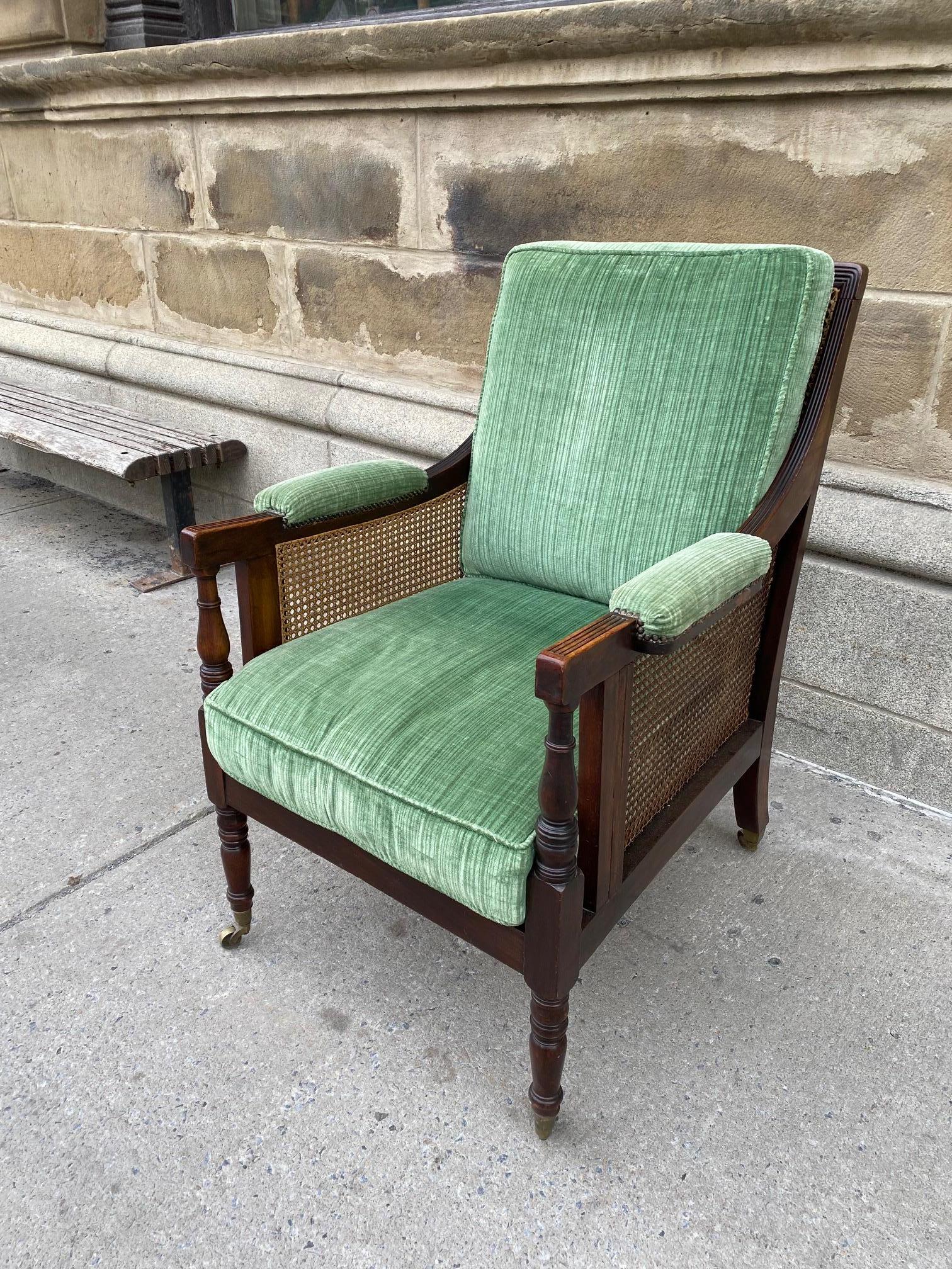 Mahogany Regency Period Large Caned Library Chair In Good Condition For Sale In Montreal, QC