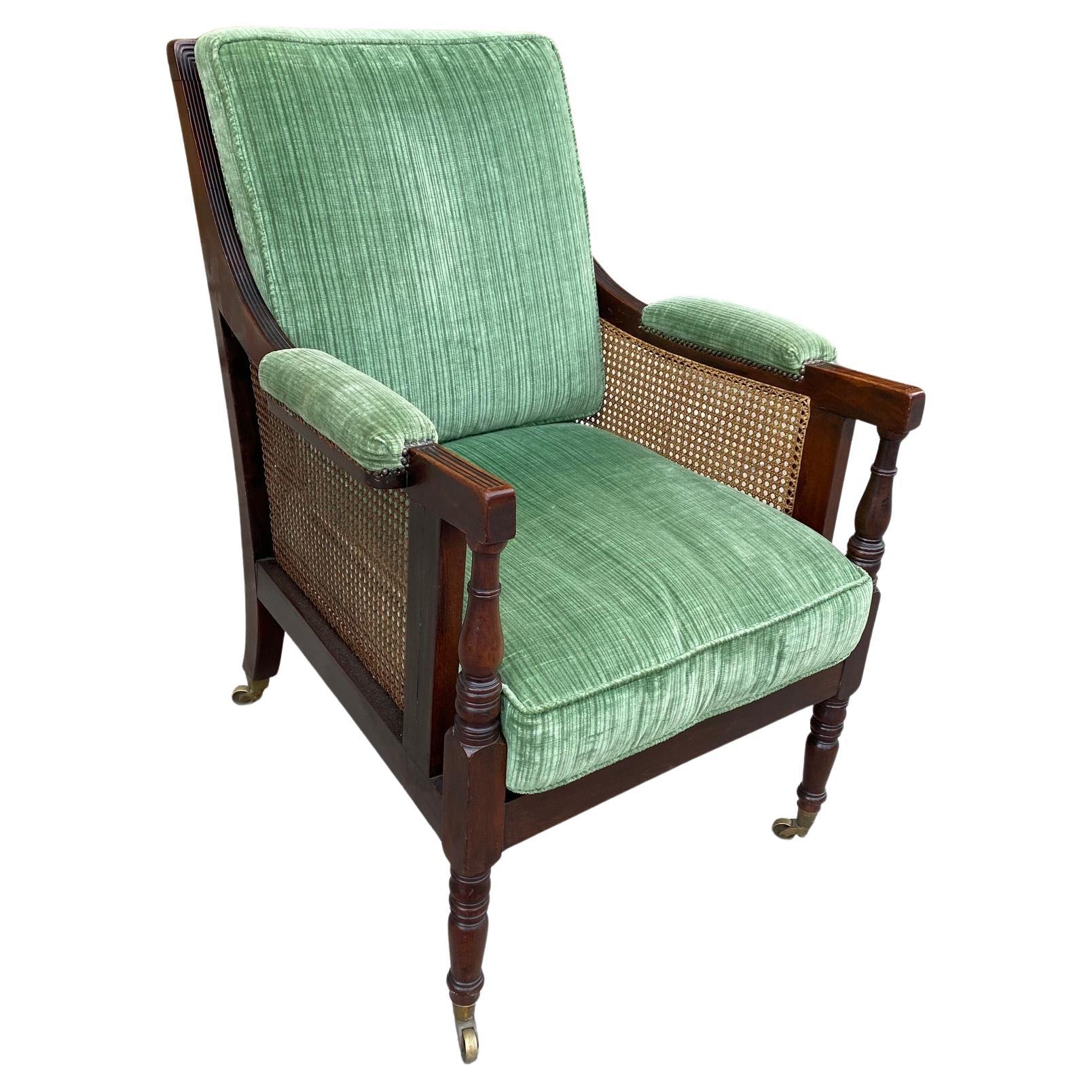 Mahogany Regency Period Large Caned Library Chair For Sale