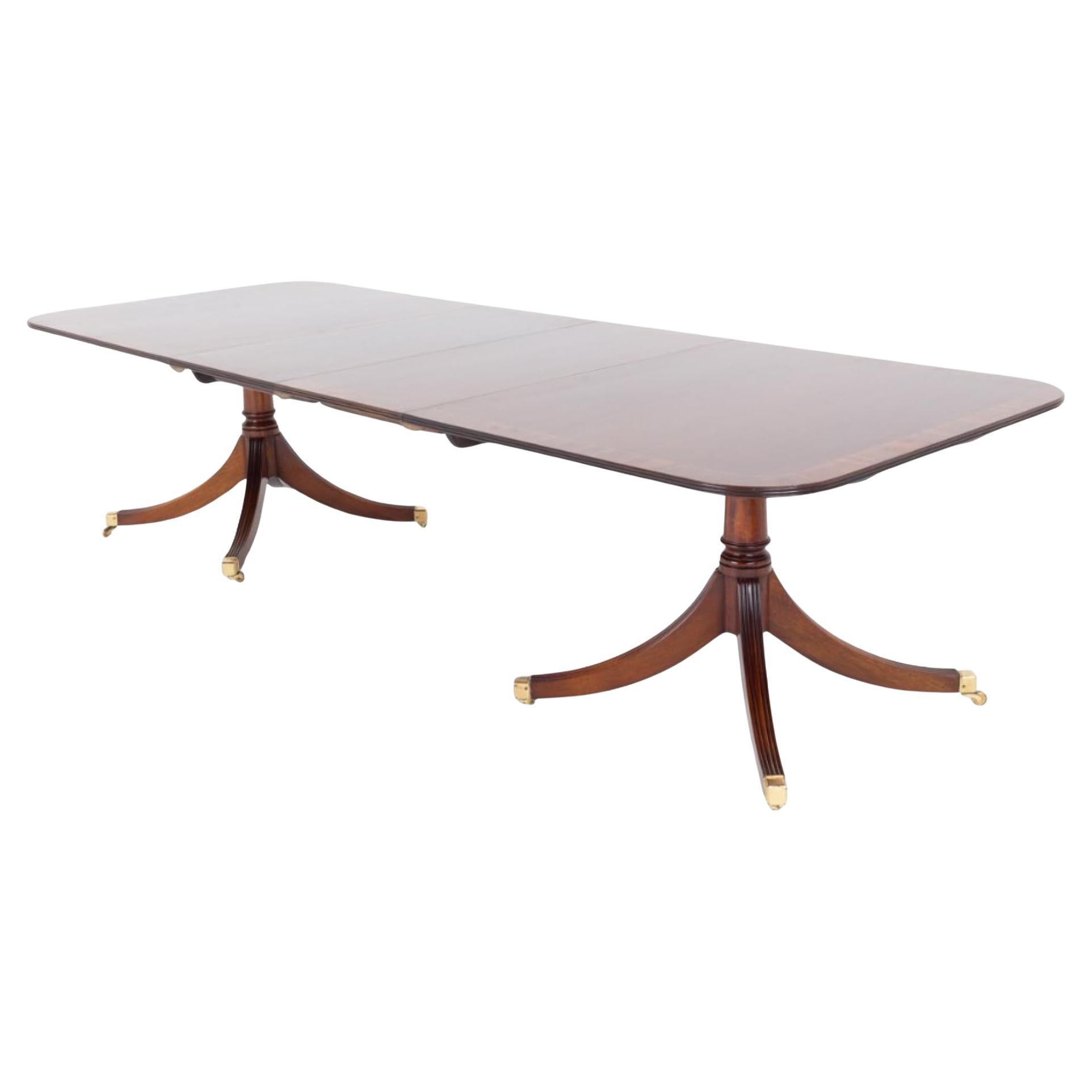 Mesa de Comedor de 2 Pedestales de Caoba Regency Revival