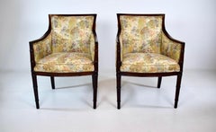 Mahogany Regency Style Lounge Chairs, Pair