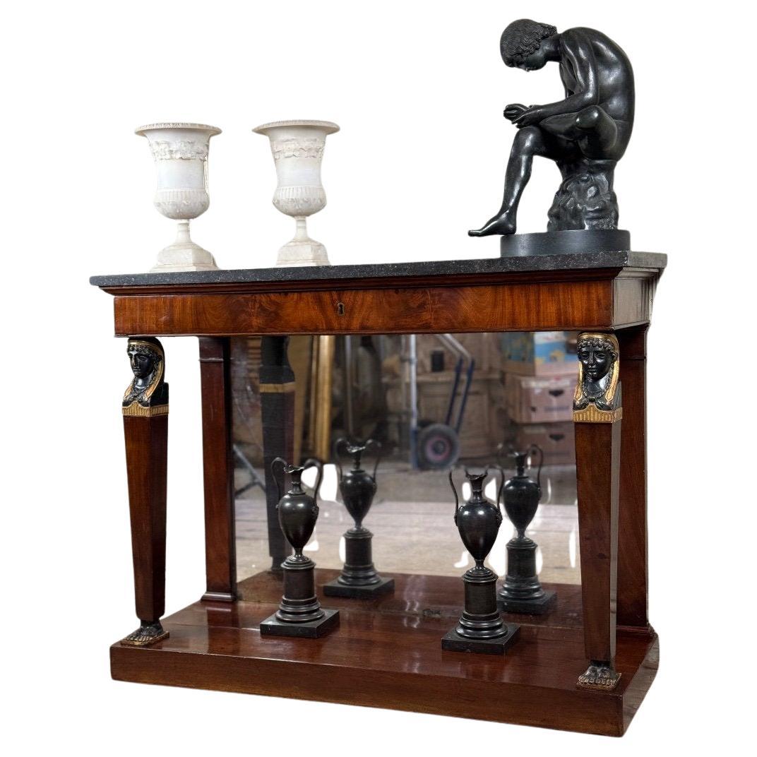Louis XIII Mahogany ‘retour D'Égypte’ console table, early 19th century For Sale
