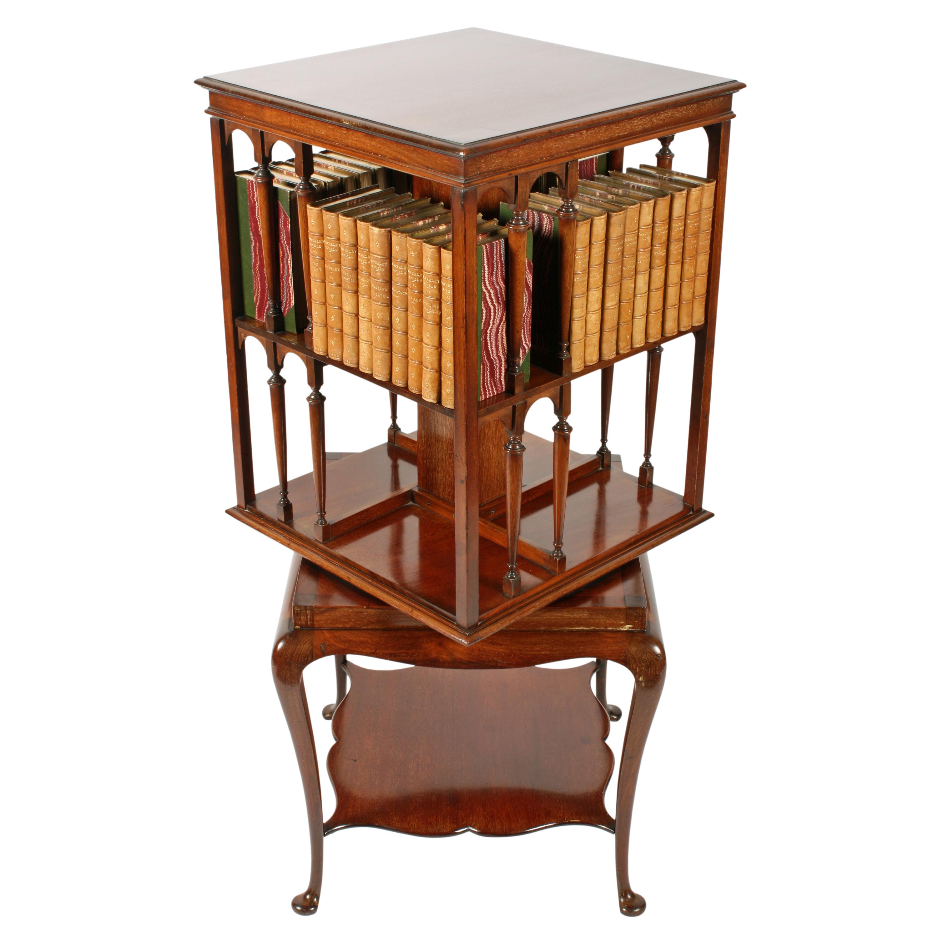 Edwardian Mahogany Revolving Bookstand For Sale