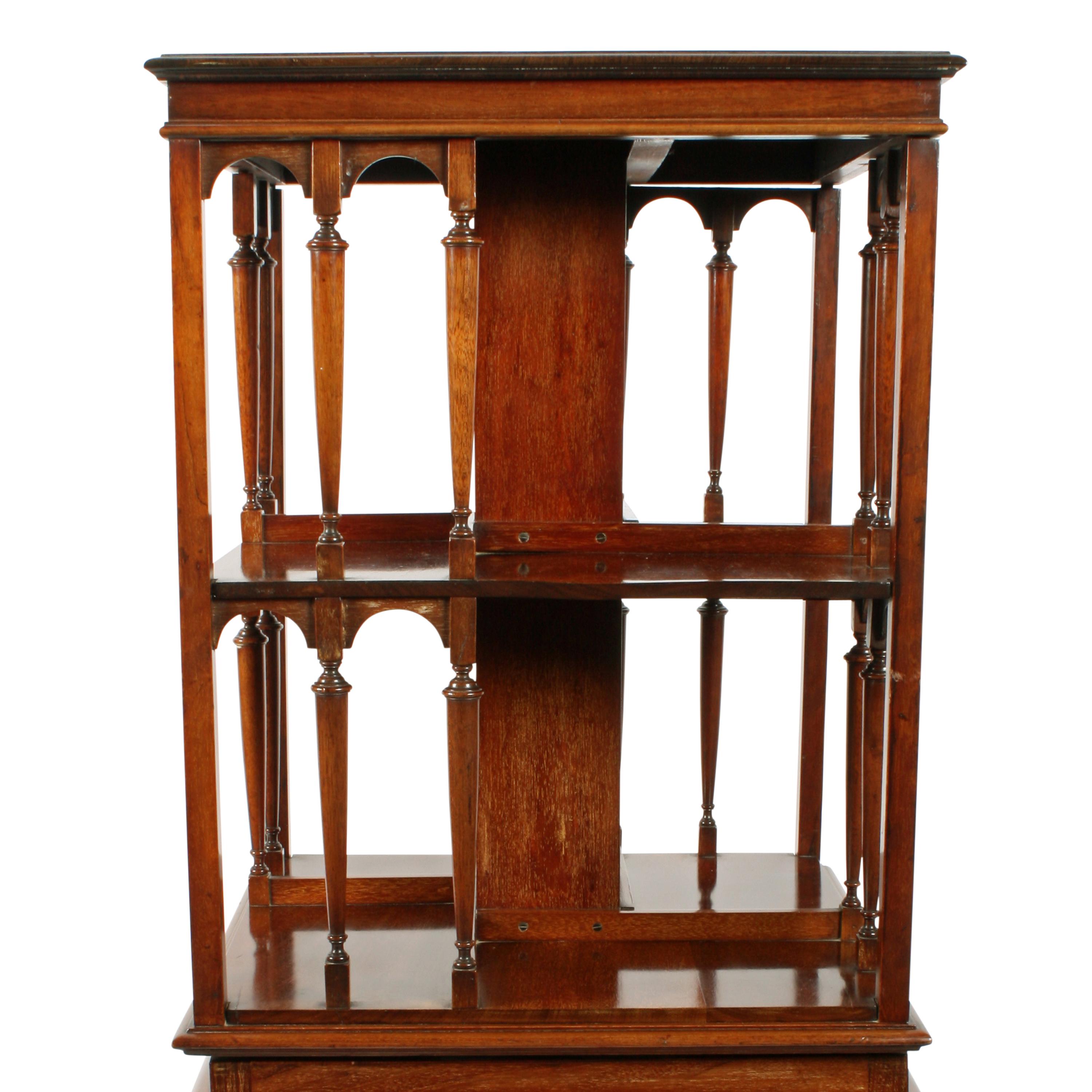 Mahogany Revolving Bookstand In Good Condition For Sale In Newcastle Upon Tyne, GB