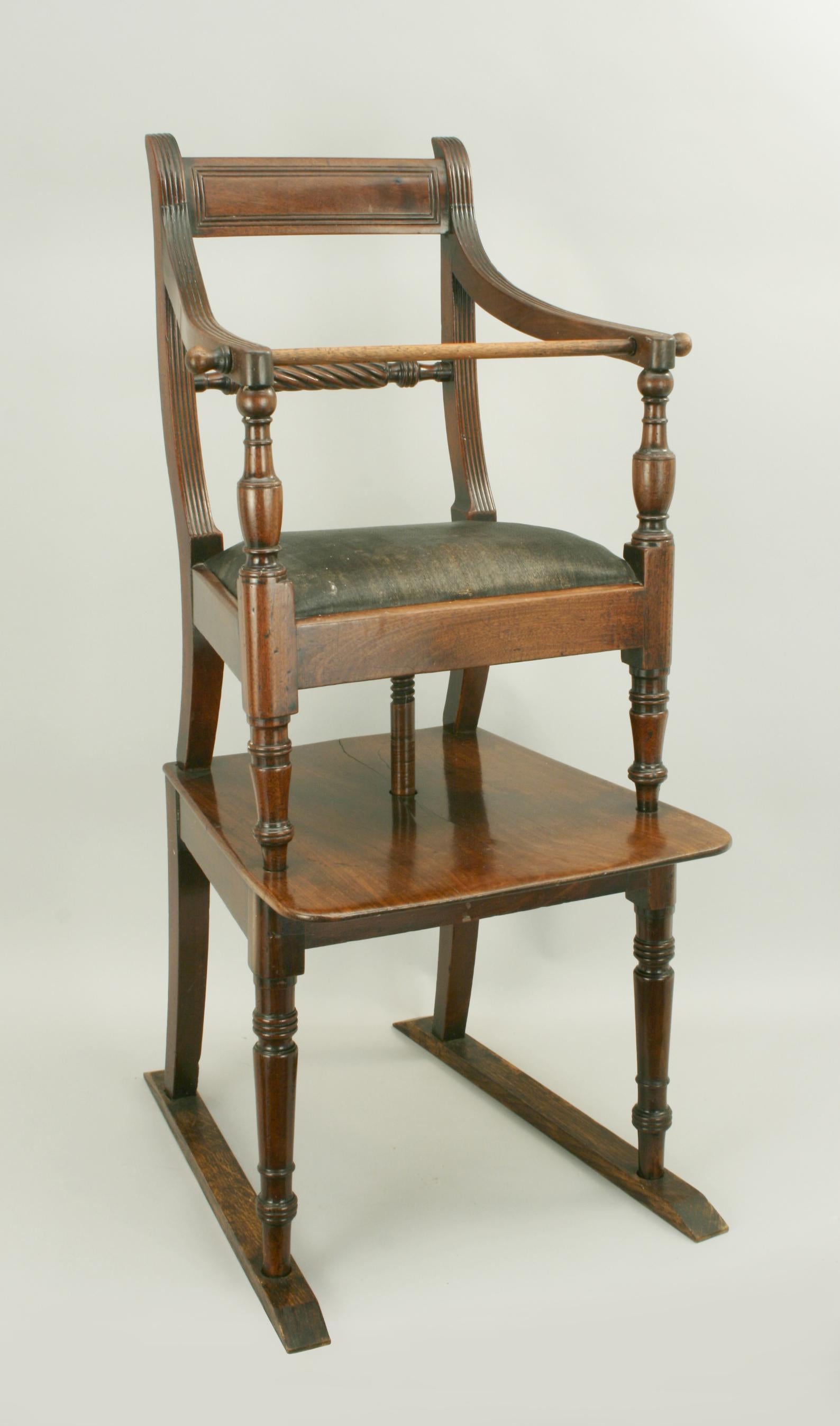 Antique Mahogany Rope Back Child's High Chair, Regency In Good Condition For Sale In Oxfordshire, GB