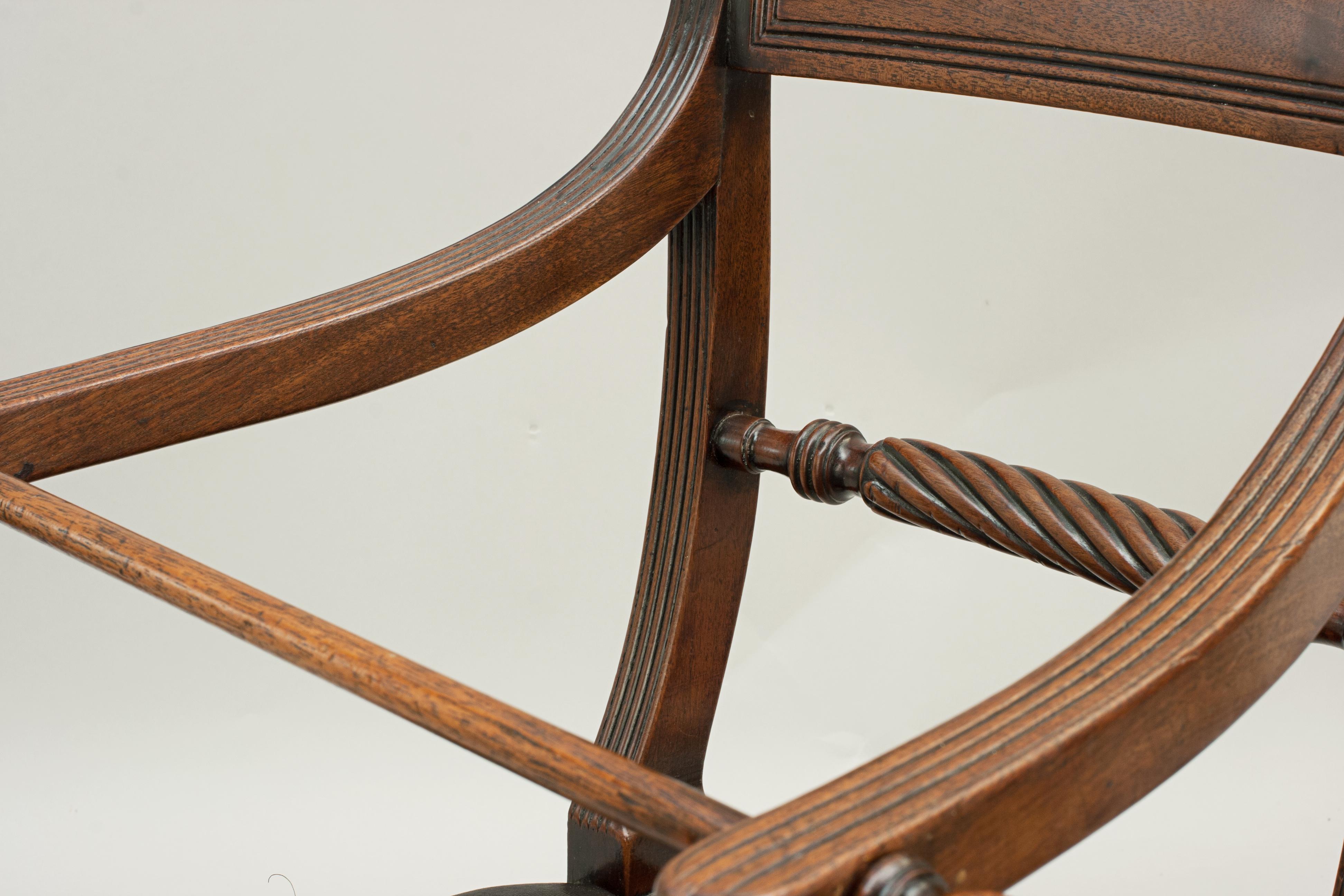 Early 19th Century Antique Mahogany Rope Back Child's High Chair, Regency For Sale