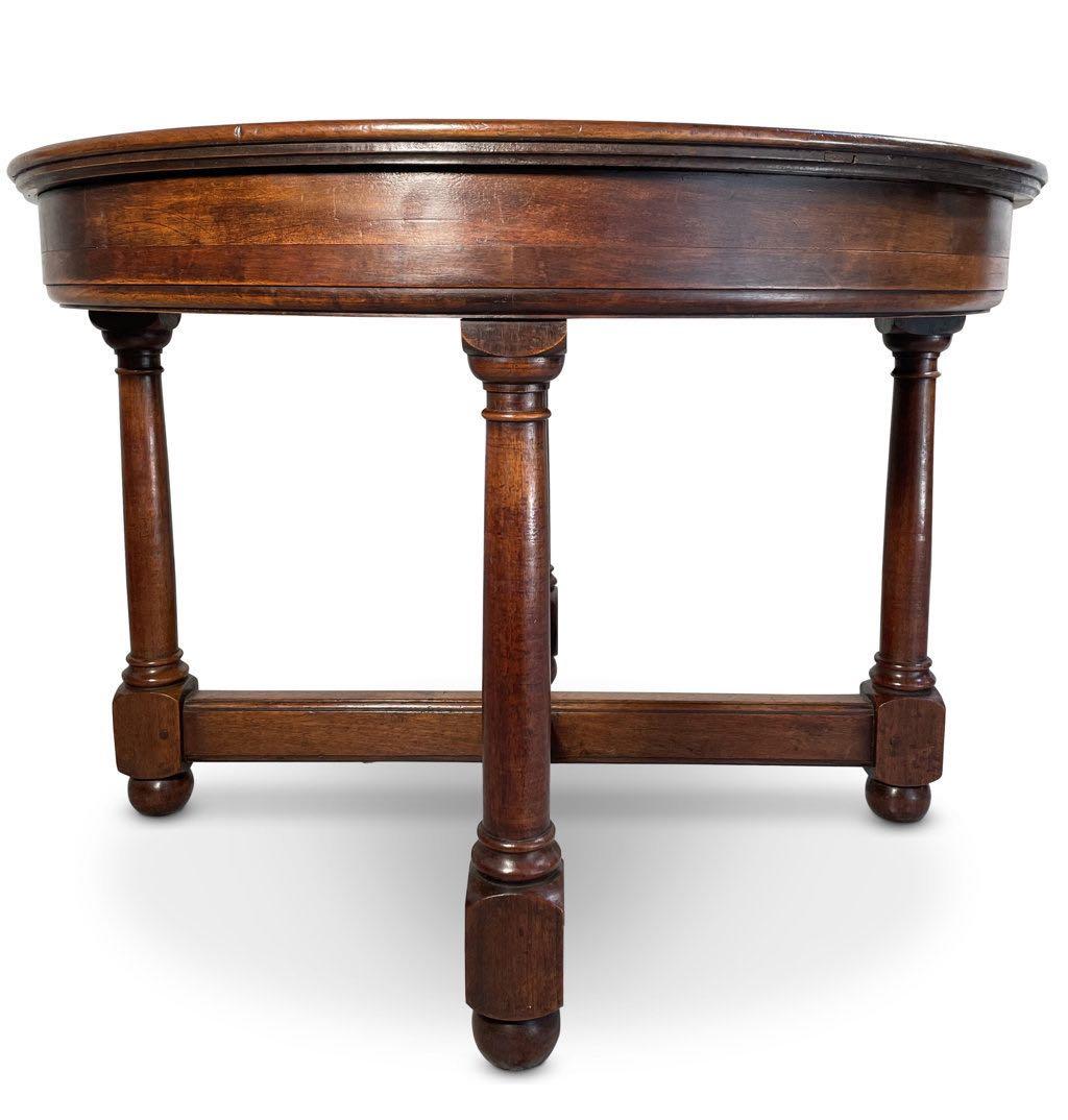 English Mahogany Round Center Hall Table, England, 19th Century