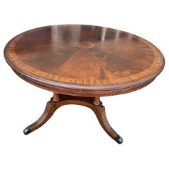 Mahogany Round Dining Table with Perimeter Leaves Oversized