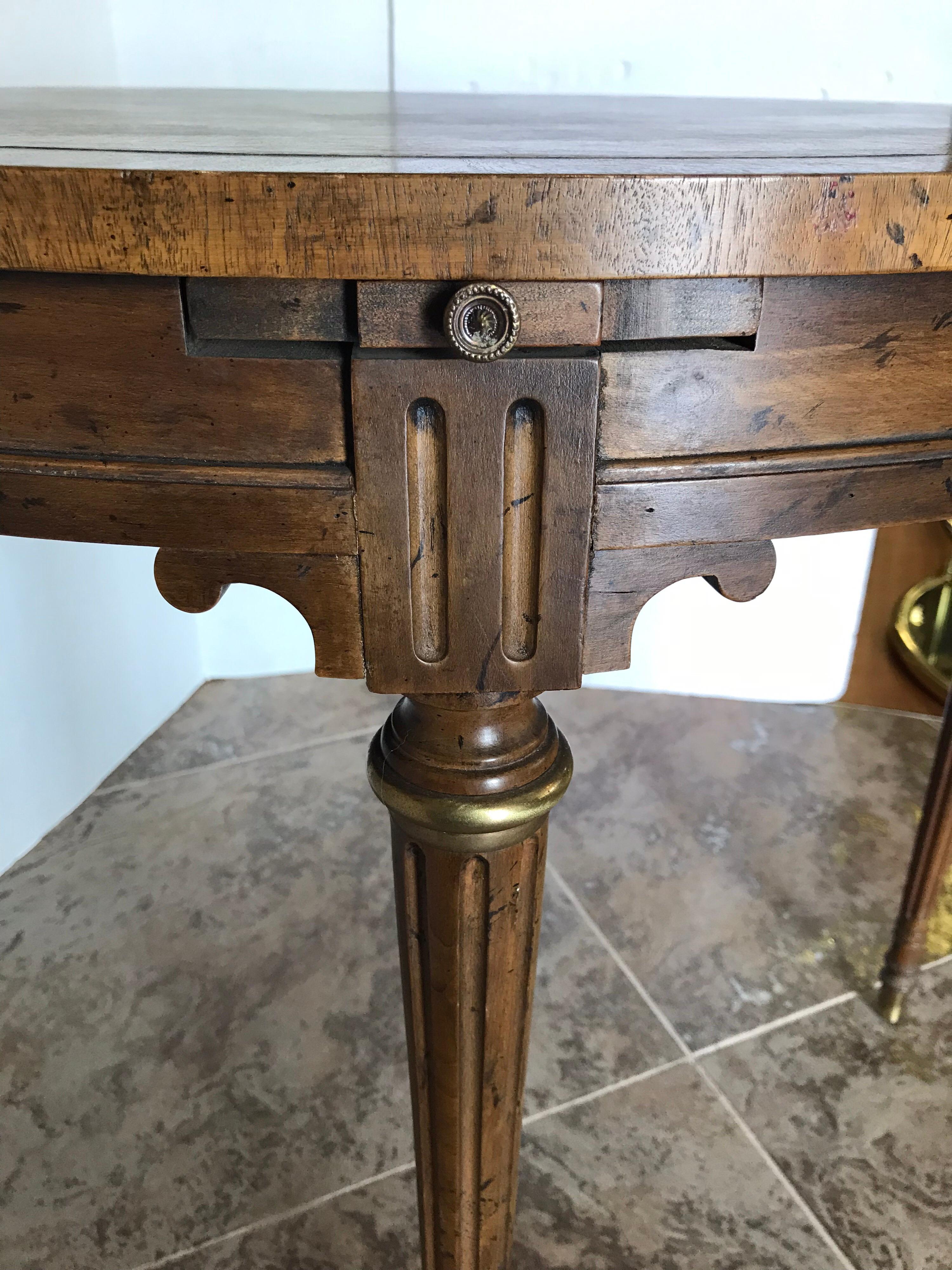 antique round table with leather top