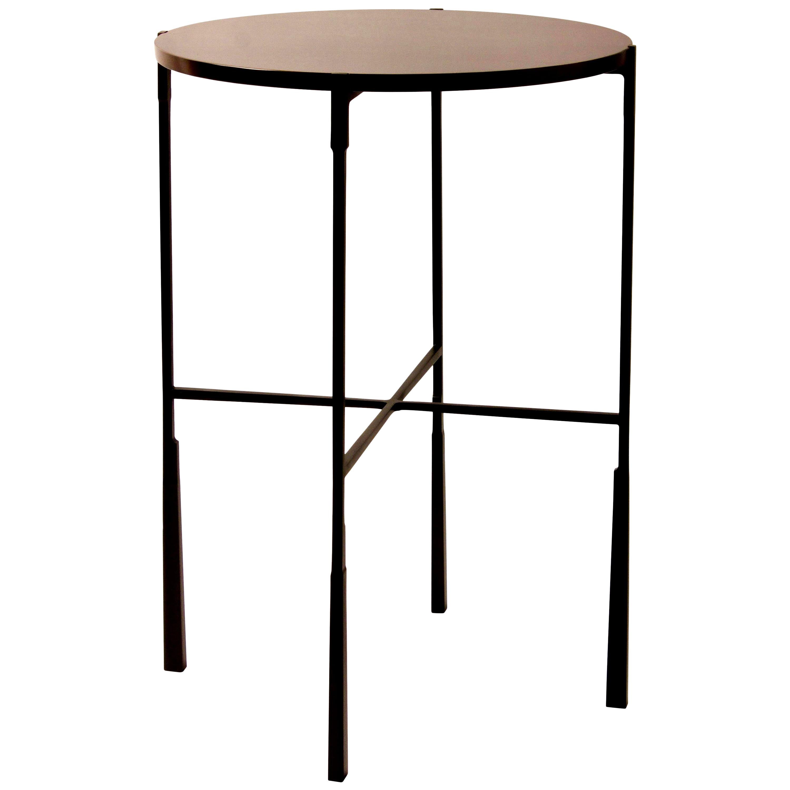 Mahogany Round Side Table with Sculptural Foot Structure For Sale